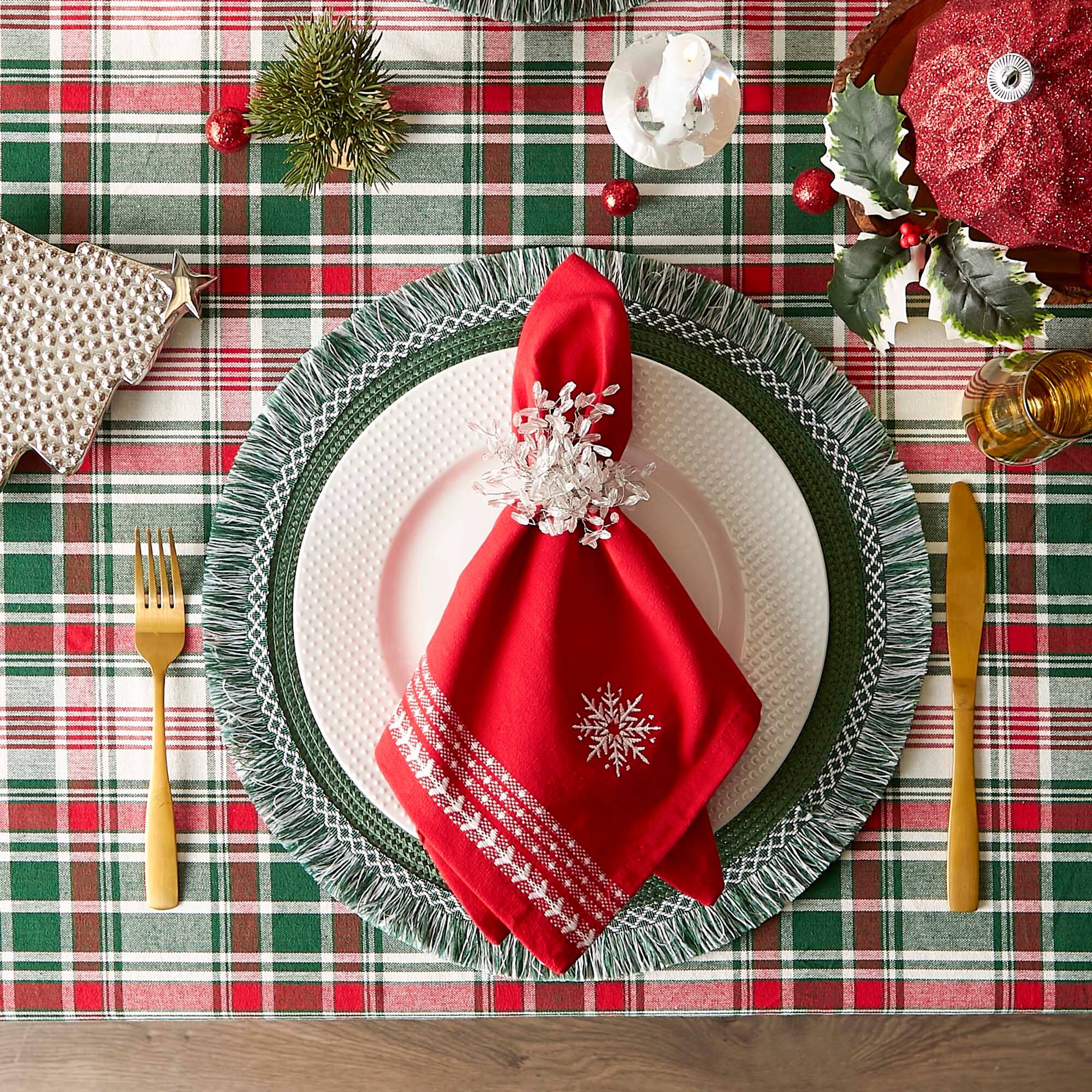 DII® 52" Yuletide Plaid Tablecloth
