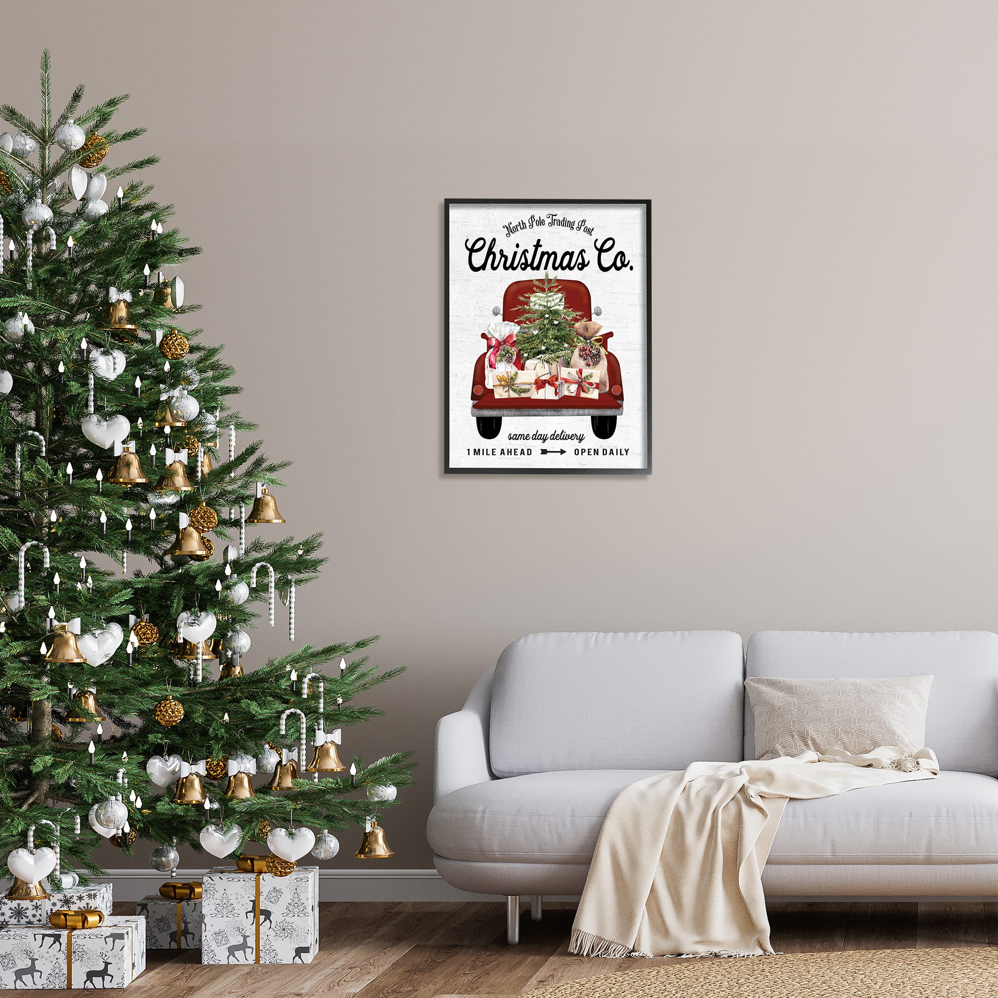 Stupell Industries North Pole Christmas Co. Sign Framed Giclee Art