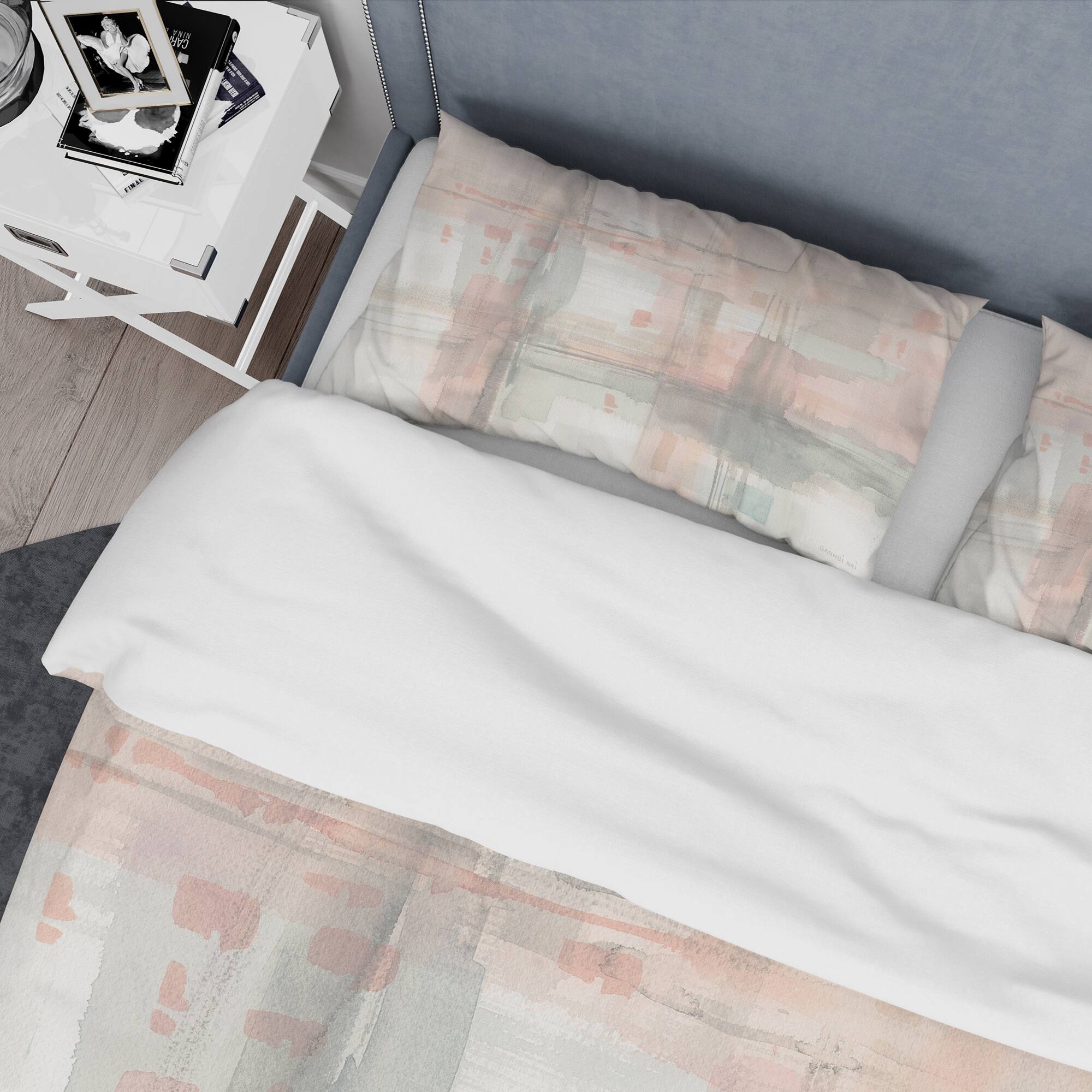 Designart &#x27;Intersect II Grey&#x27; Shabby Bedding Set - Duvet Cover &#x26; Shams