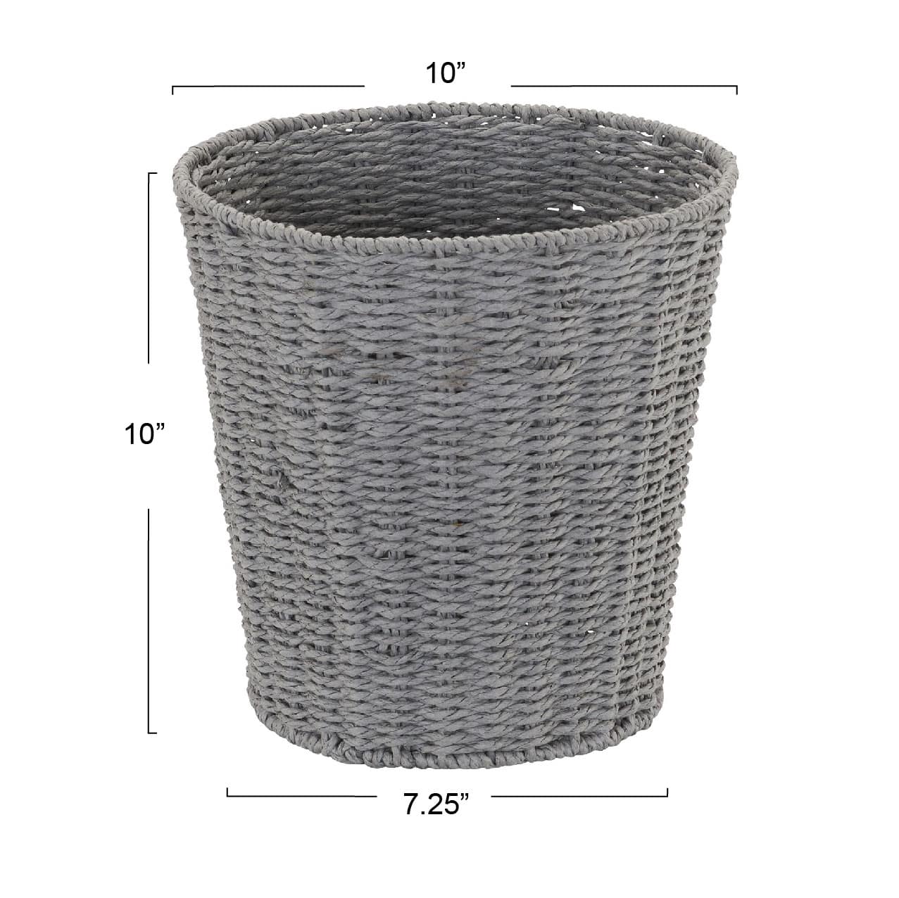 Household Essentials Gray Woven Paper Rope Waste Basket