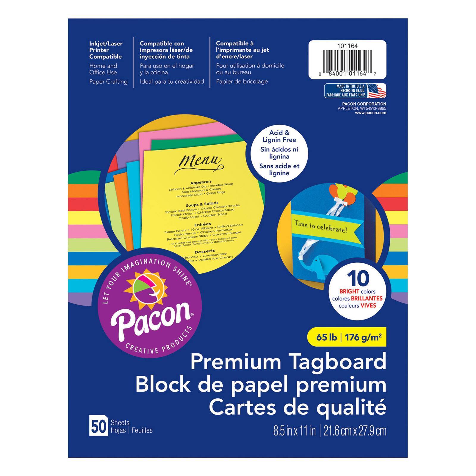 Pacon&#xAE; 10 Assorted Premium Tagboard, 3 Packs of 50