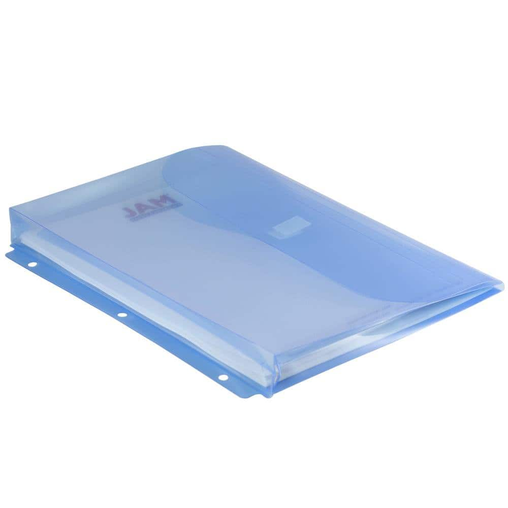 JAM Paper 9.5 x 11.5 Plastic 3 Hole Punch Binder Hook & Loop