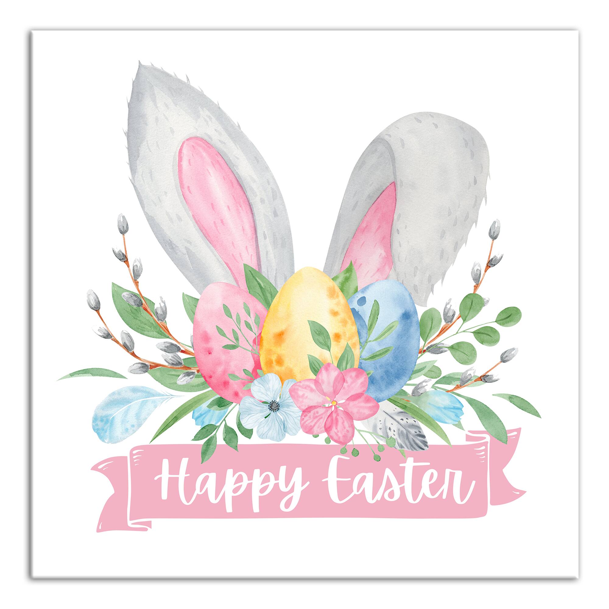 Happy Easter Banner 12" x 12" Canvas Wall Art