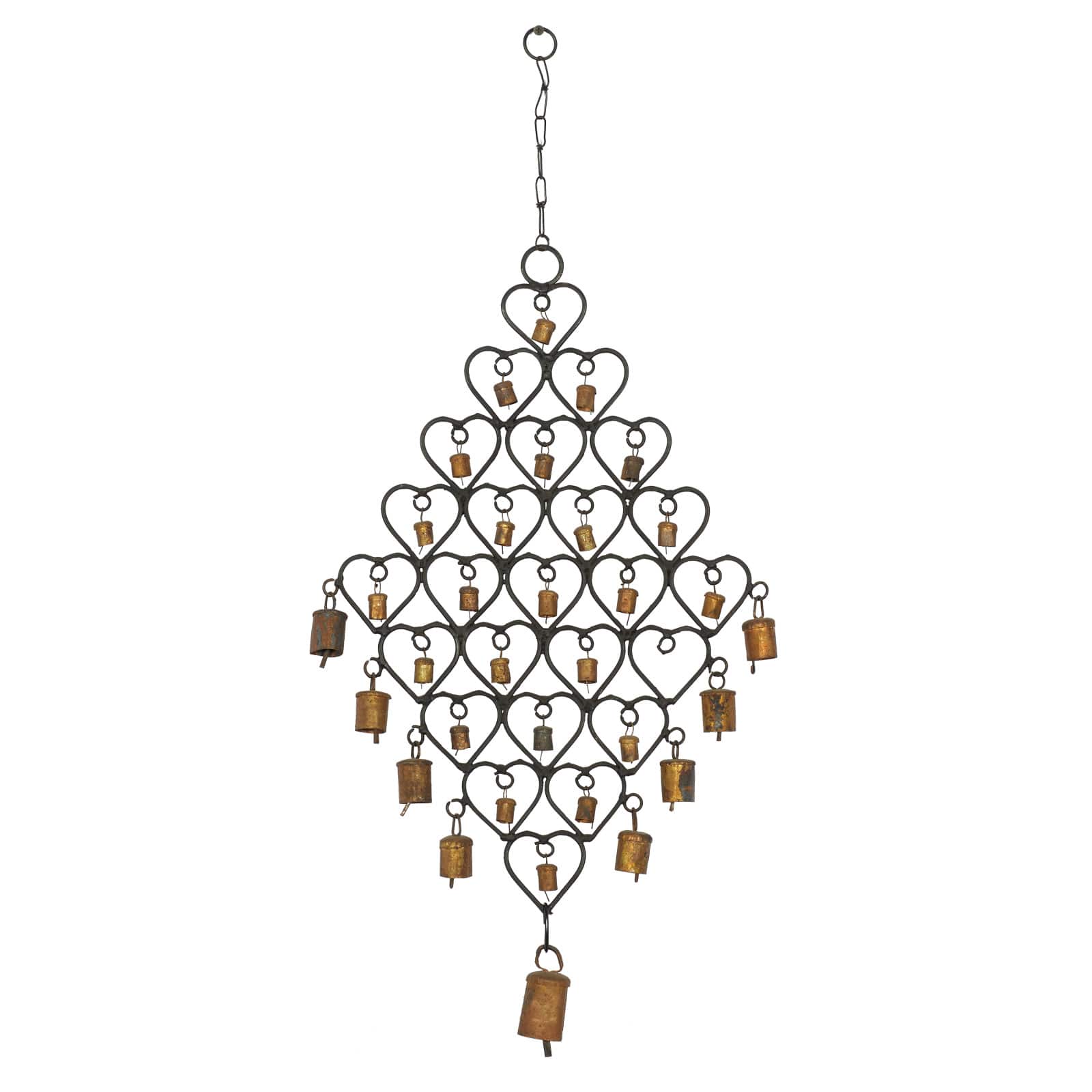 31" Brass Metal Heart Eclectic Windchime