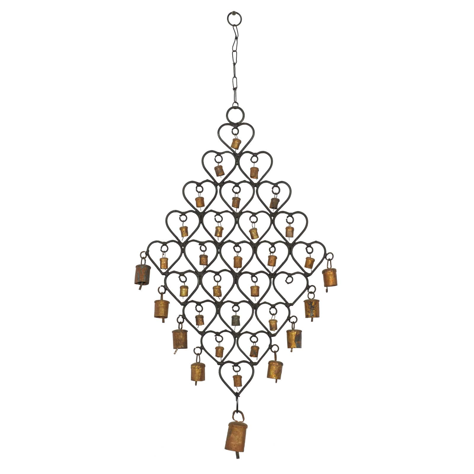 31&#x22; Brass Metal Heart Eclectic Windchime