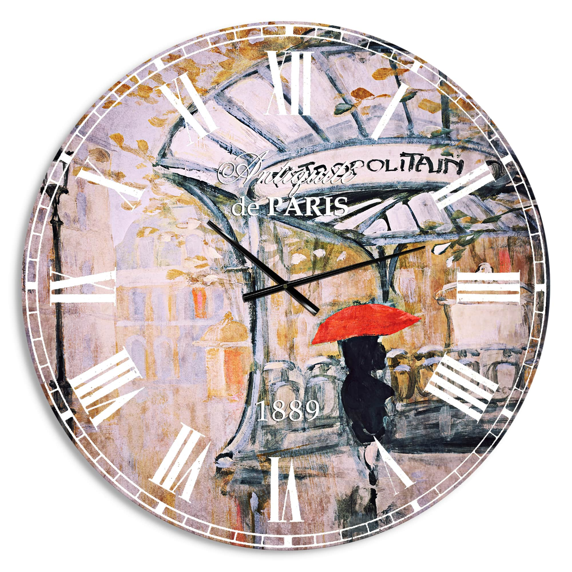 Designart &#x27;Love In Paris Iv French Country Wall Clock