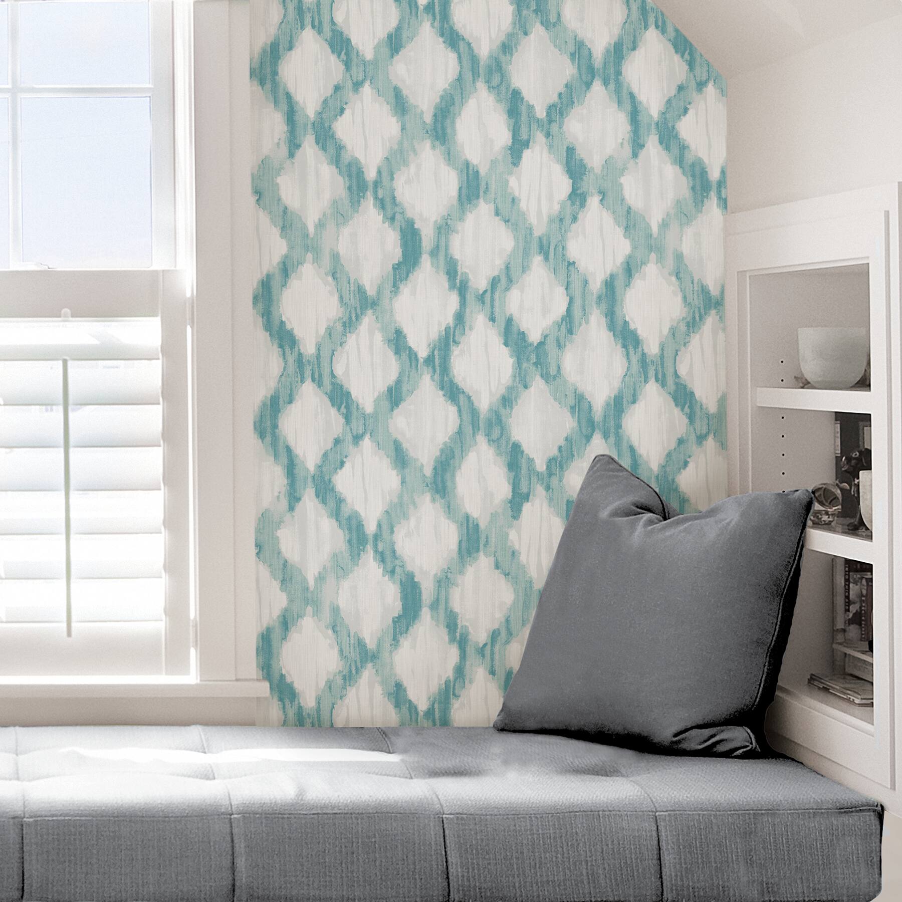 NuWallpaper Teal Floating Trellis Peel & Stick Wallpaper