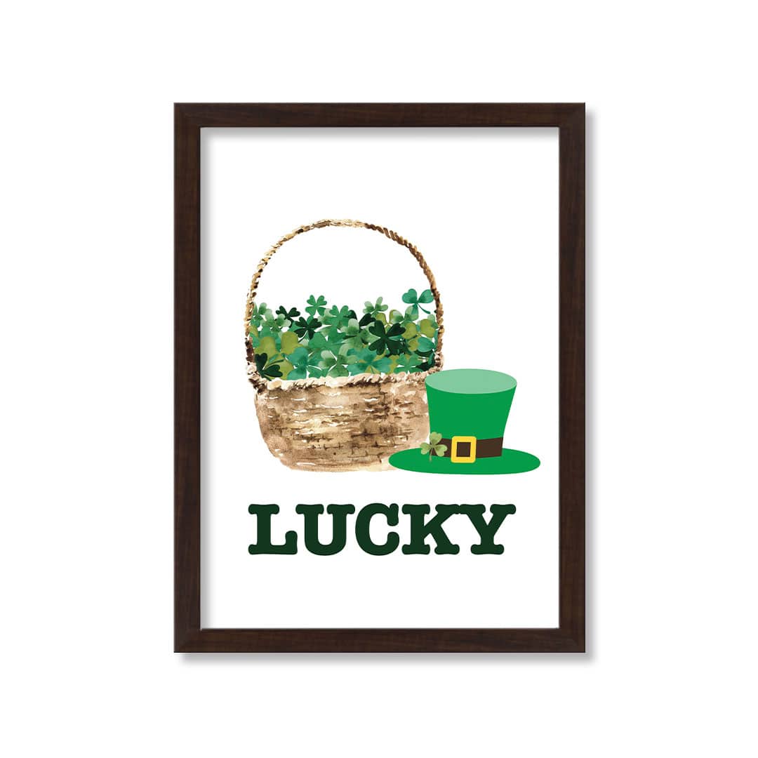 Lucky Clover Basket 20&#x22; x 30&#x22; Black Framed Print Under Plexiglass