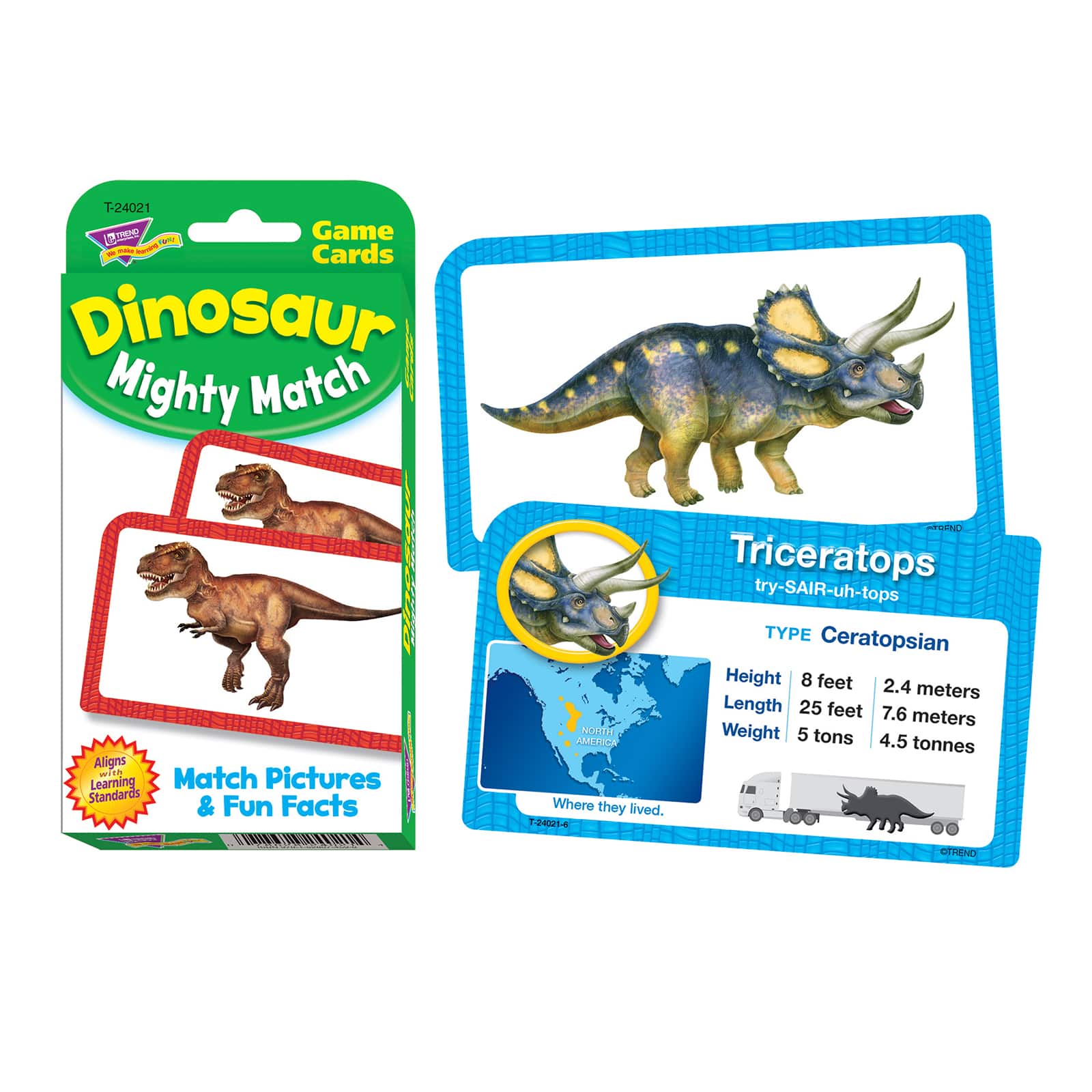 TREND Enterprises&#xAE; Dinosaur Mighty Match Challenge Cards&#xAE;, 12 Packs