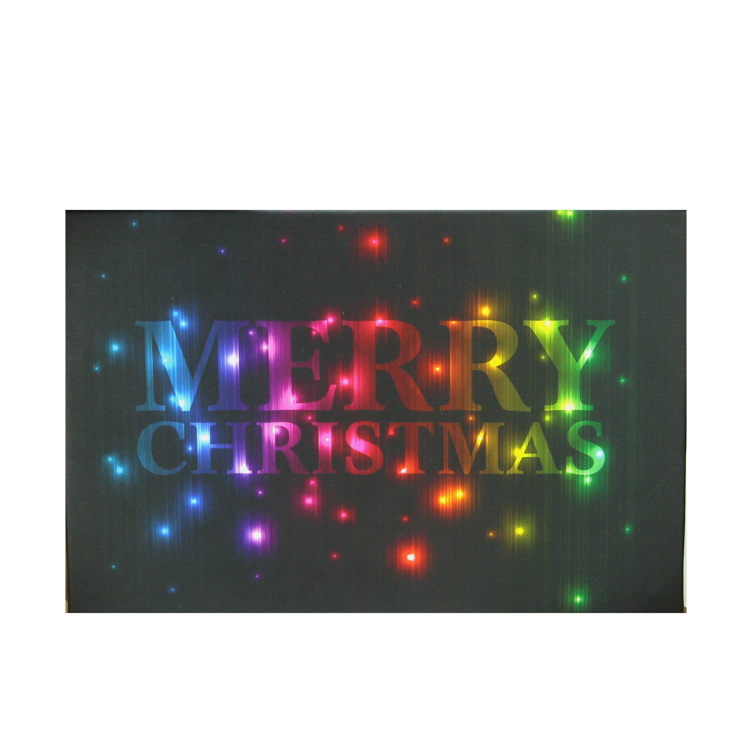 LED Lighted Multi-Colored "Merry Christmas" Canvas Wall Art