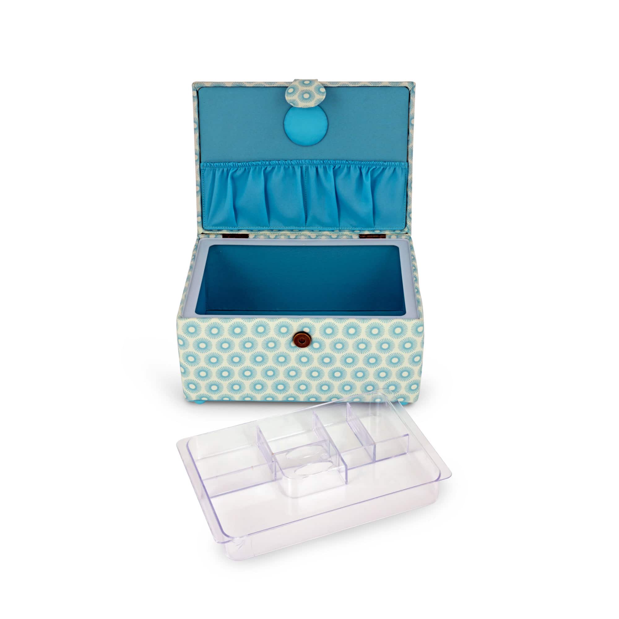Dritz® Blue Retro Small Rectangular Sewing Basket