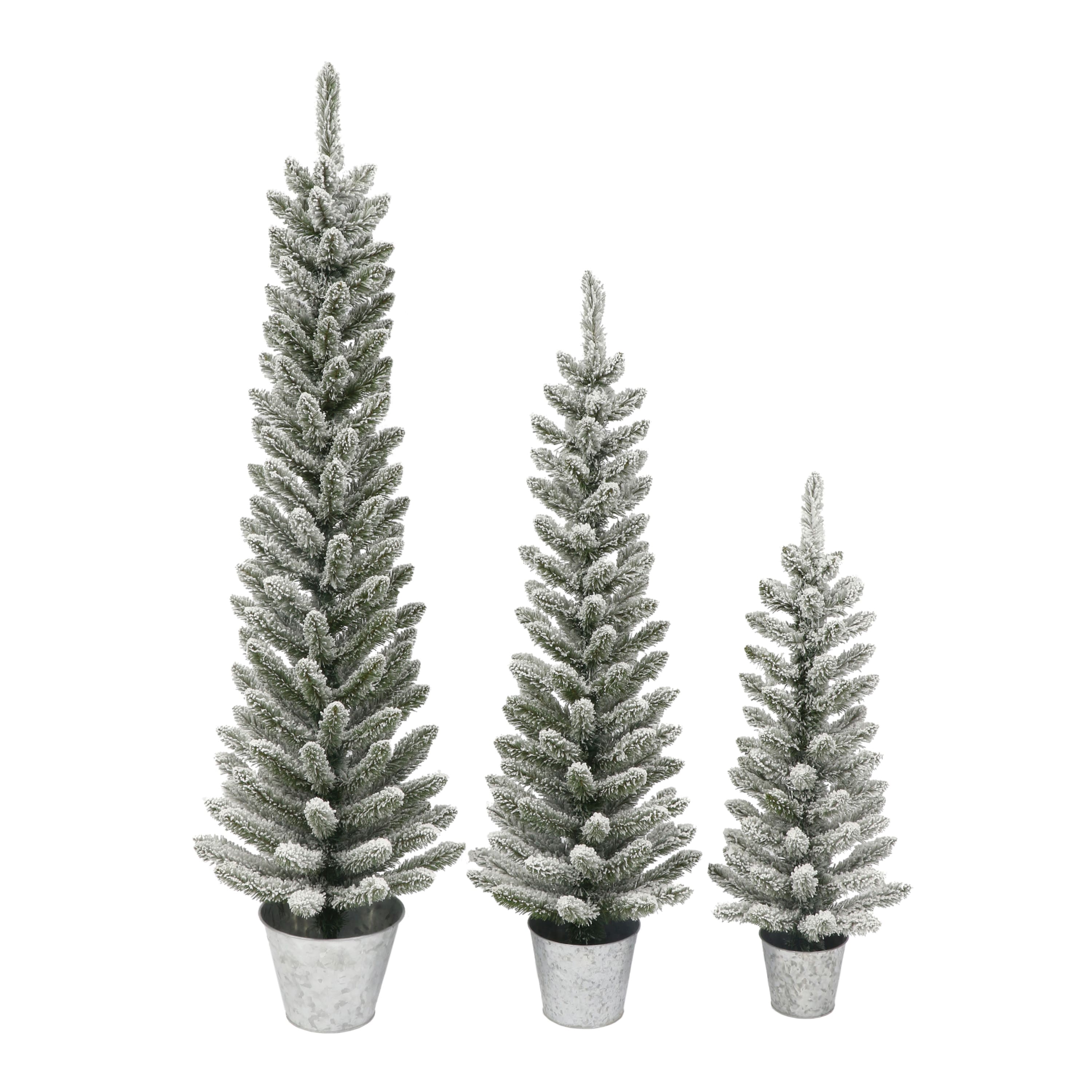 3 Pack Potted Flocked Artificial Christmas Trees