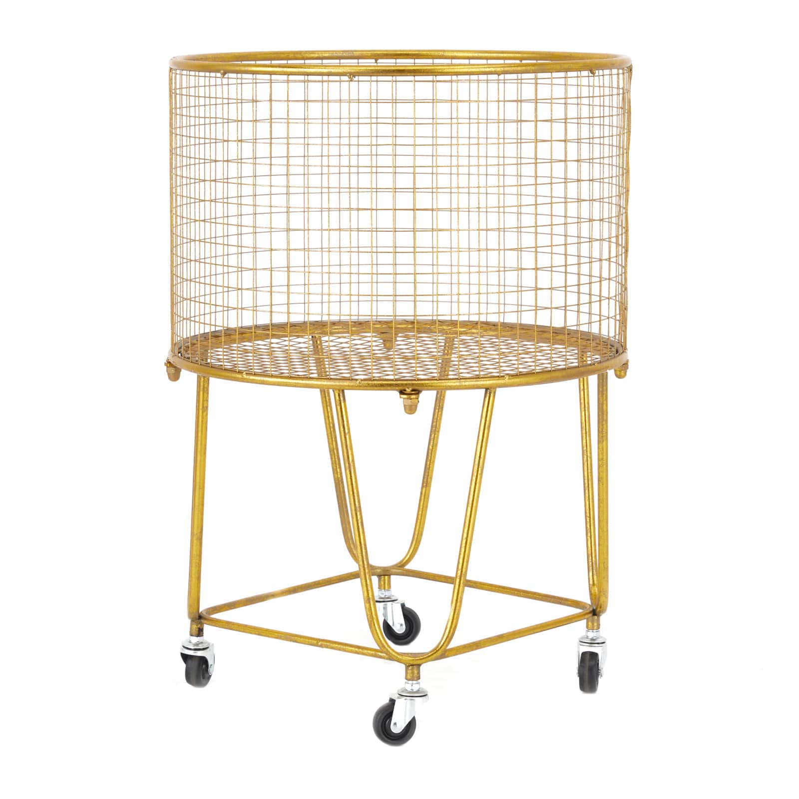 Gold Iron Glam Storage Cart, 25&#x22; x 18&#x22; x 18&#x22;