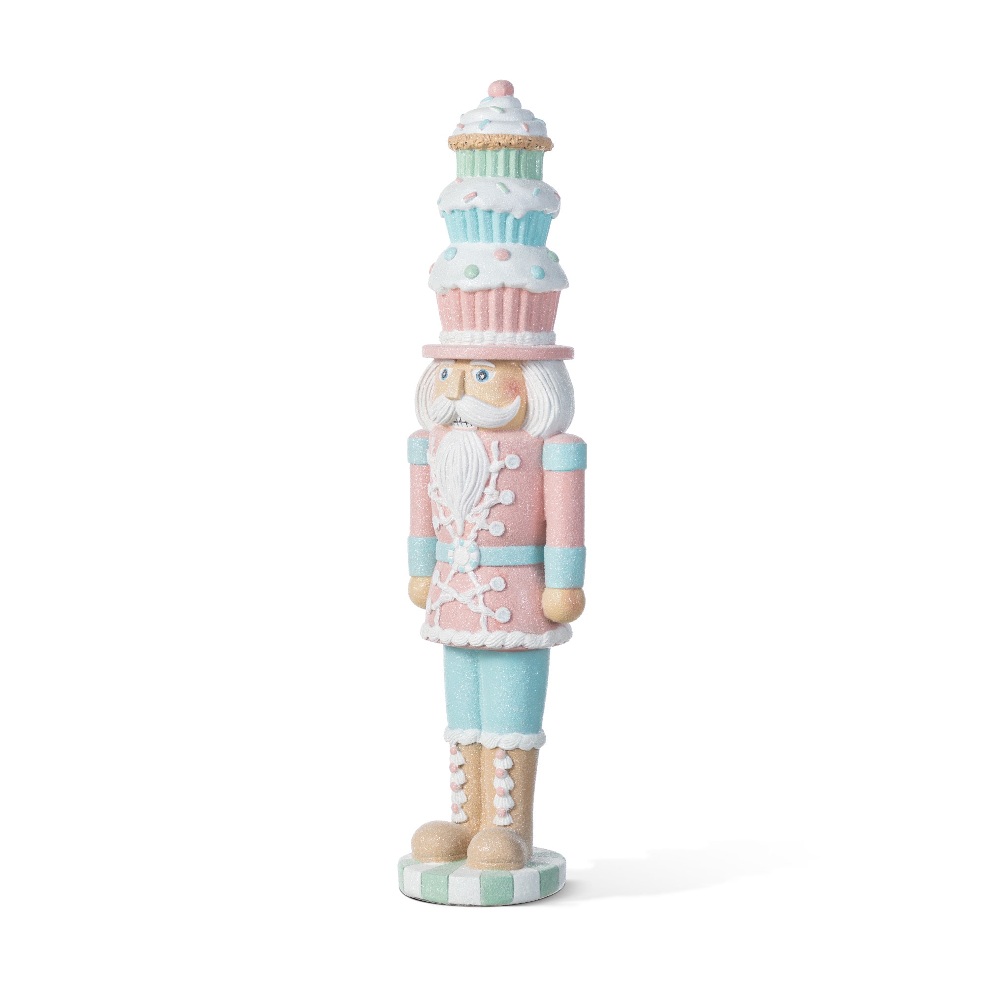 Glitzhome&#xAE; 18.25&#x22; Resin Christmas Cupcake Nutcracker Table Decor