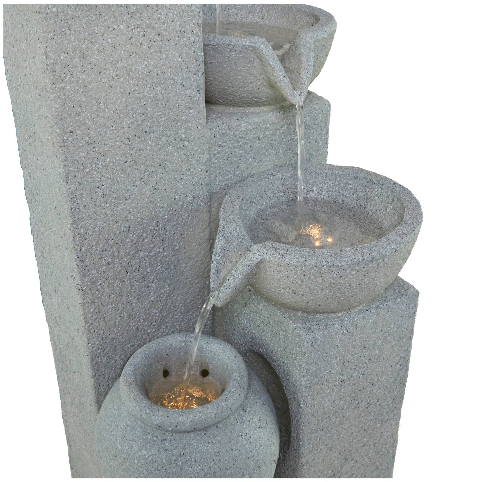 43.5" Light Gray Fiberglass 4-Tier Fountain with LED Light