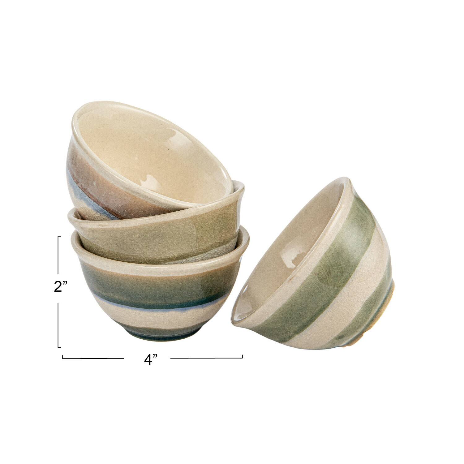 2&#x22; Multicolor Stoneware Bowls with Stripes, 12ct.