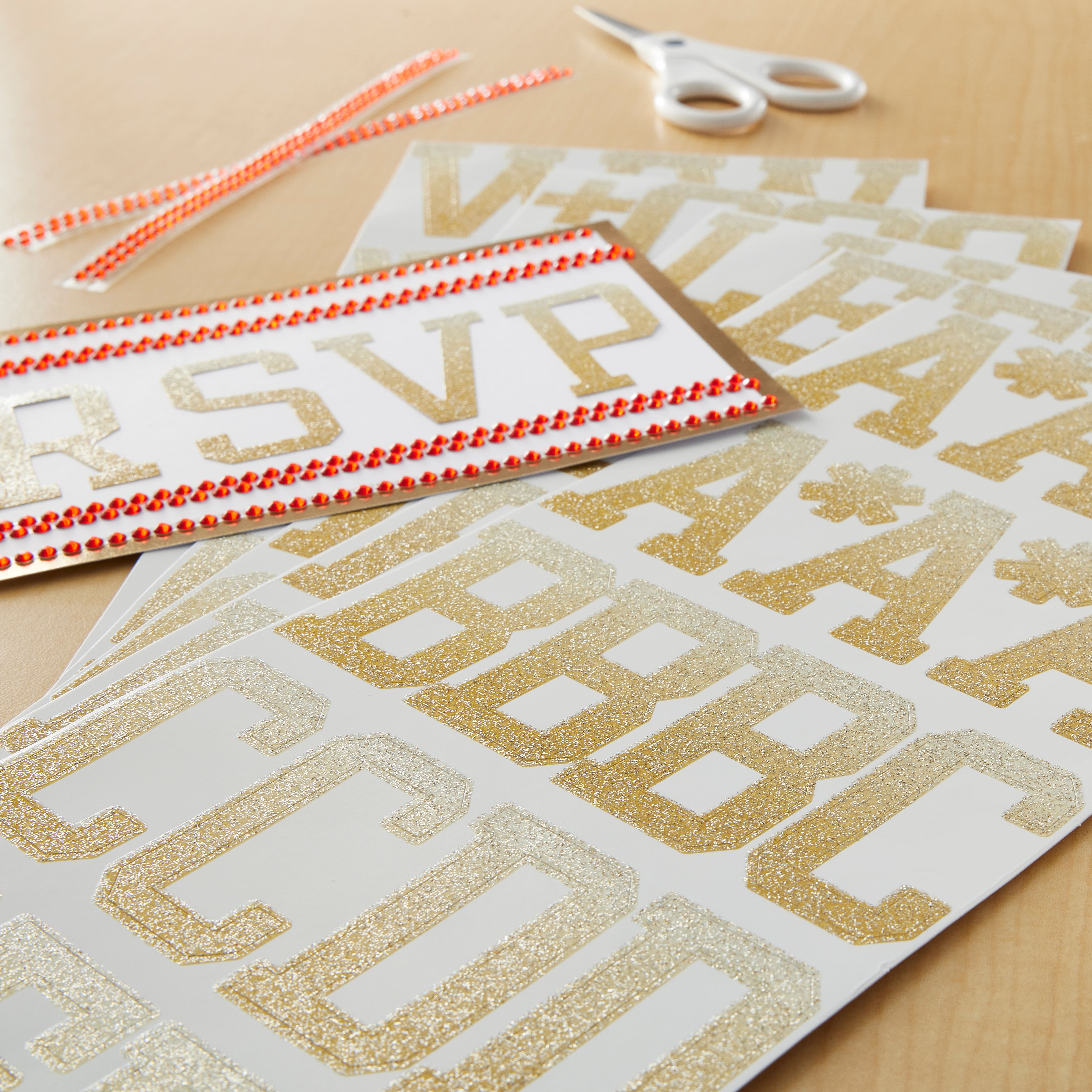 Gold &#x26; White Glitter Ombre Alphabet Stickers by Recollections&#x2122;