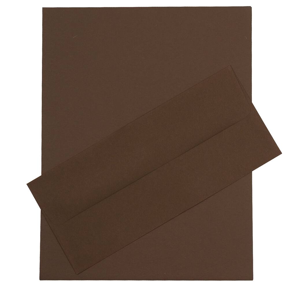 JAM Paper 8" x 11.5" Letter Paper & Envelopes #10 Business Stationery Set, 50ct. in Chocolate Brown | Michaels®