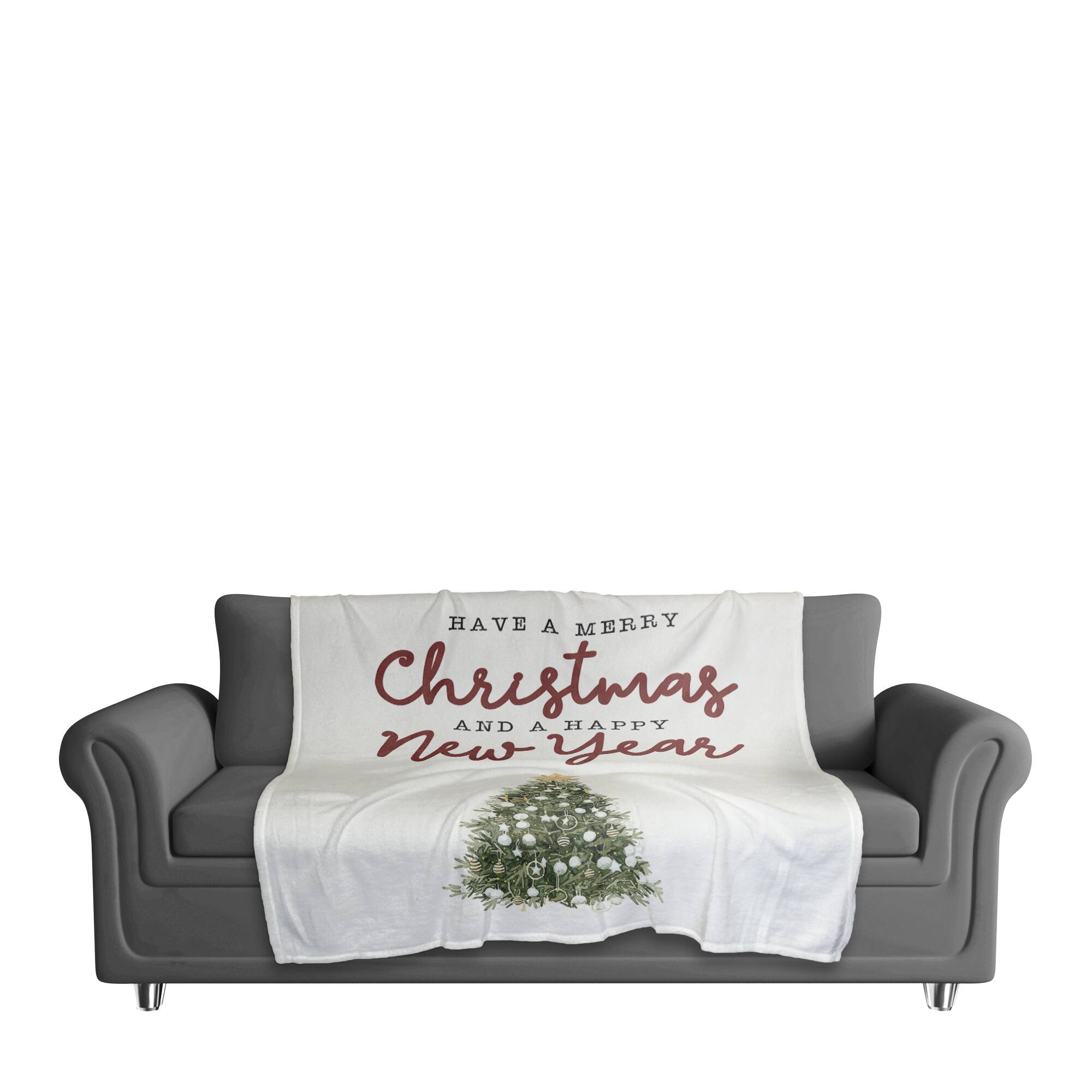 Merry Christmas Happy New Year Coral Fleece Blanket