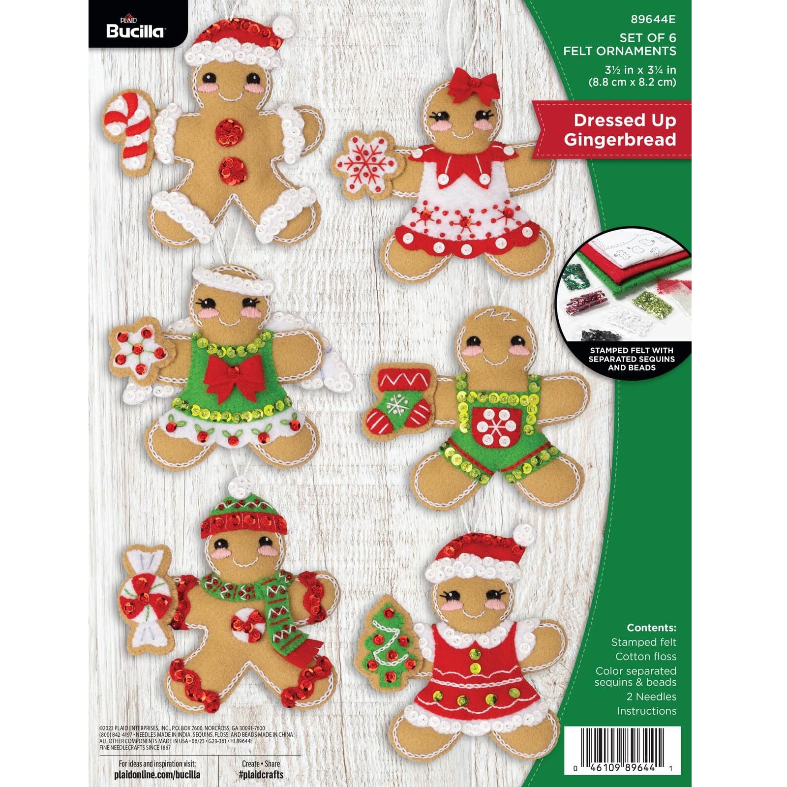 Bucilla&#xAE; Dressed-Up Gingerbread Felt Ornament Kit