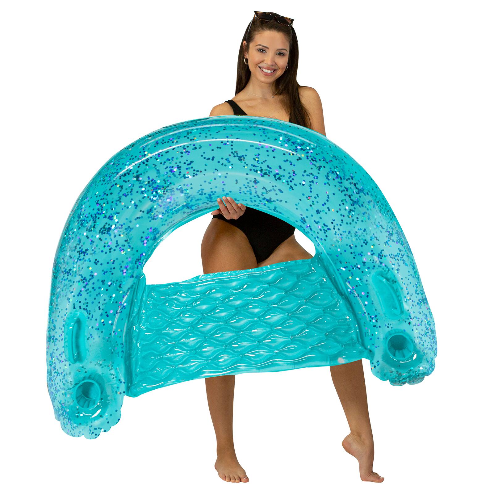 PoolCandy Glitterfied® 48" Aqua Glitter Sun Chair