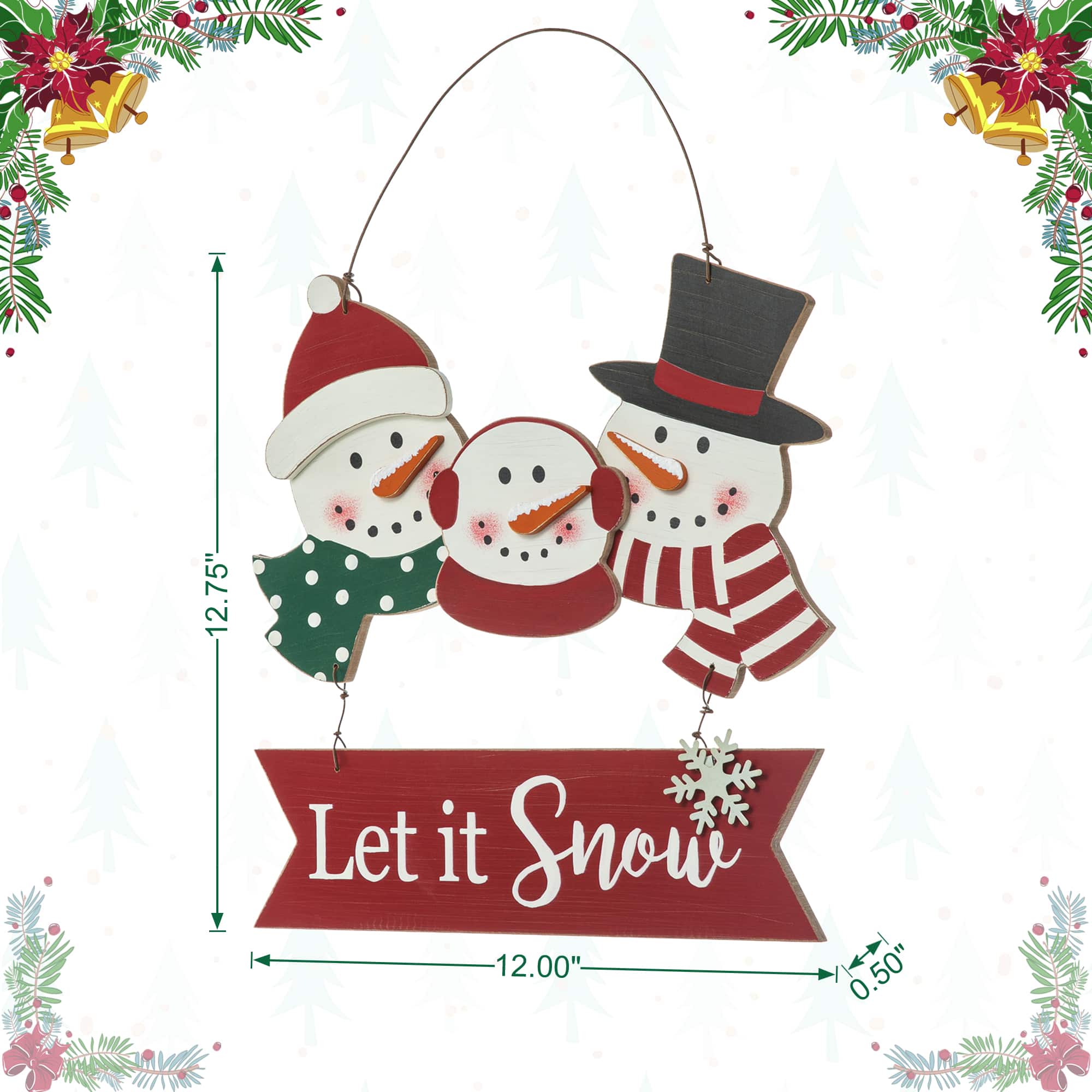 Glitzhome&#xAE; 12.75&#x22; Christmas Snowman Family Wall D&#xE9;cor