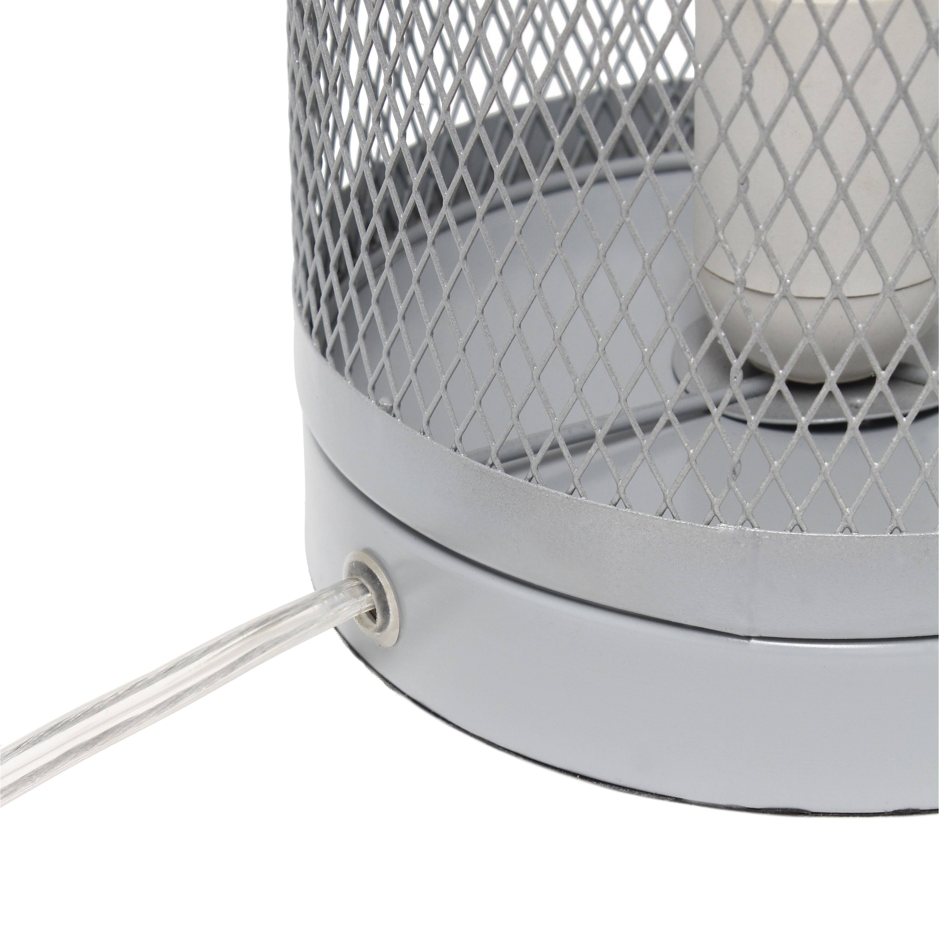 Simple Designs 13&#x22; Mesh Cylindrical Steel Table Lamp
