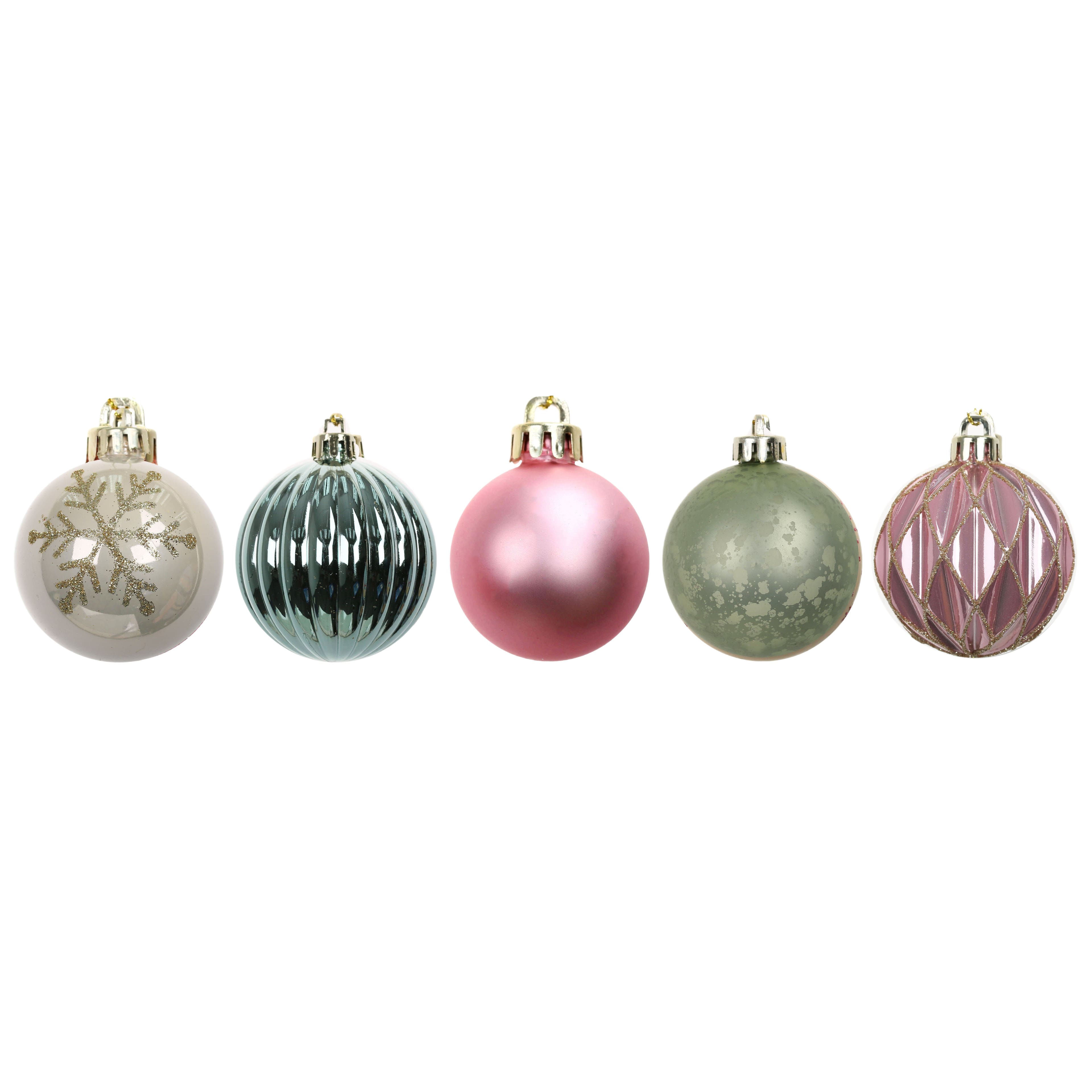 Assorted Pink, Green &#x26; Champagne Ball Plastic Ornament Tube by Ashland&#xAE;, 1pc.