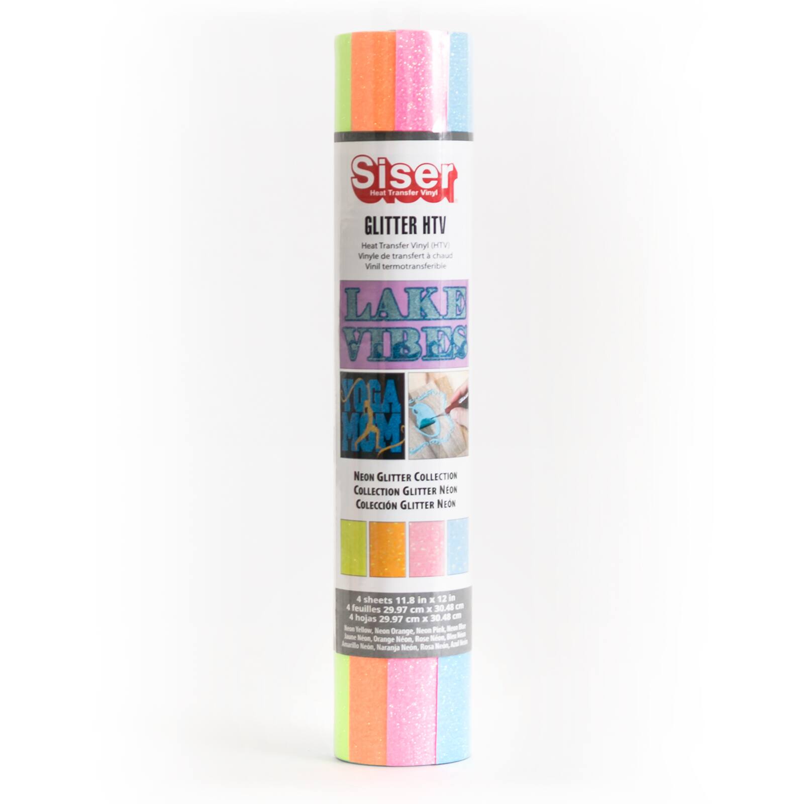 8 pack siser glitter heat transfer vinyl sampler neon
