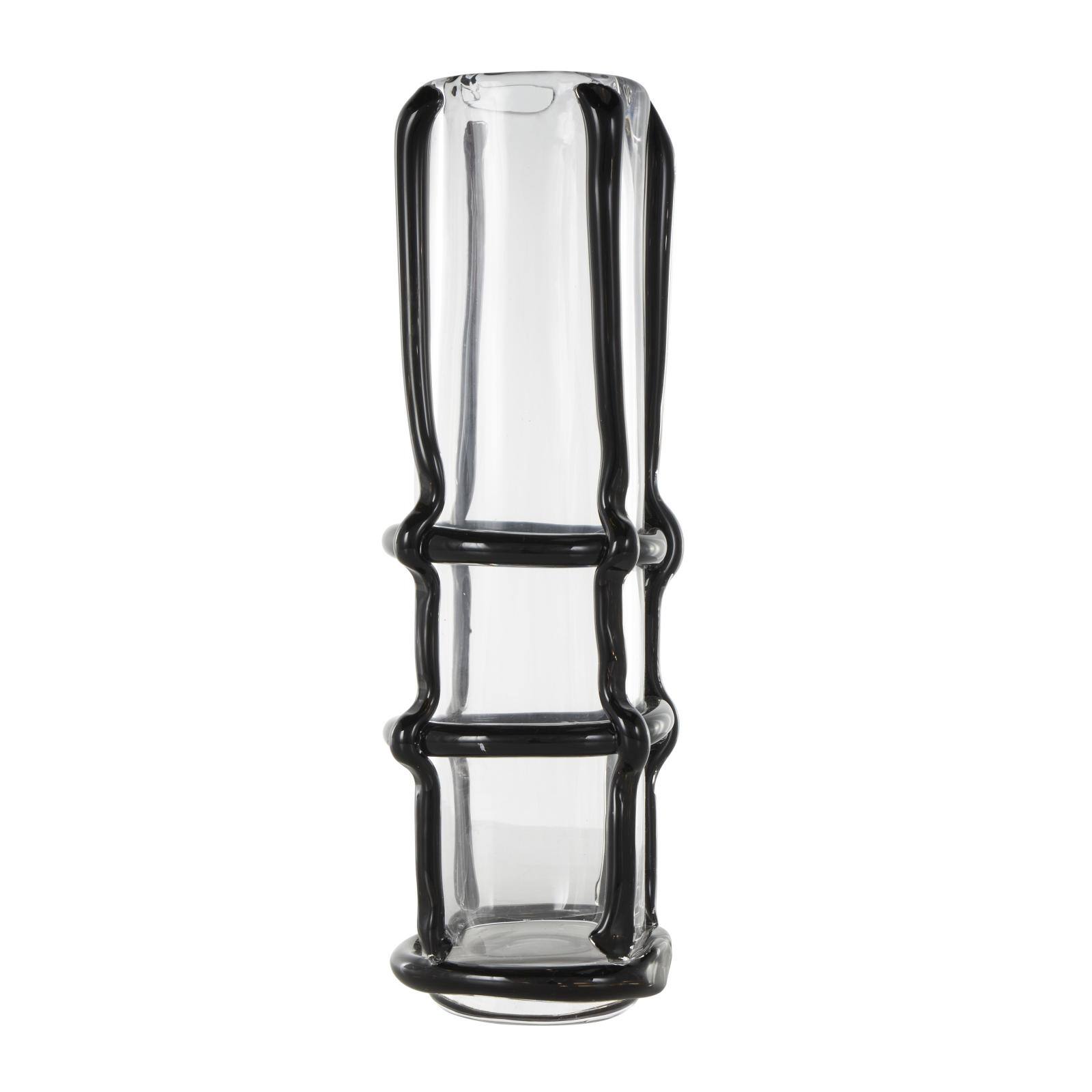 Black Recycled Glass Vase with Glass Framing