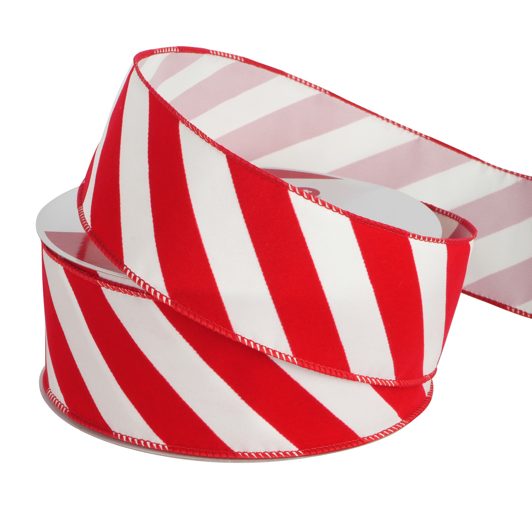 2.5&#x22; x 80ft. Red &#x26; White Striped Wired Jumbo Ribbon by Celebrate It&#x2122; Christmas