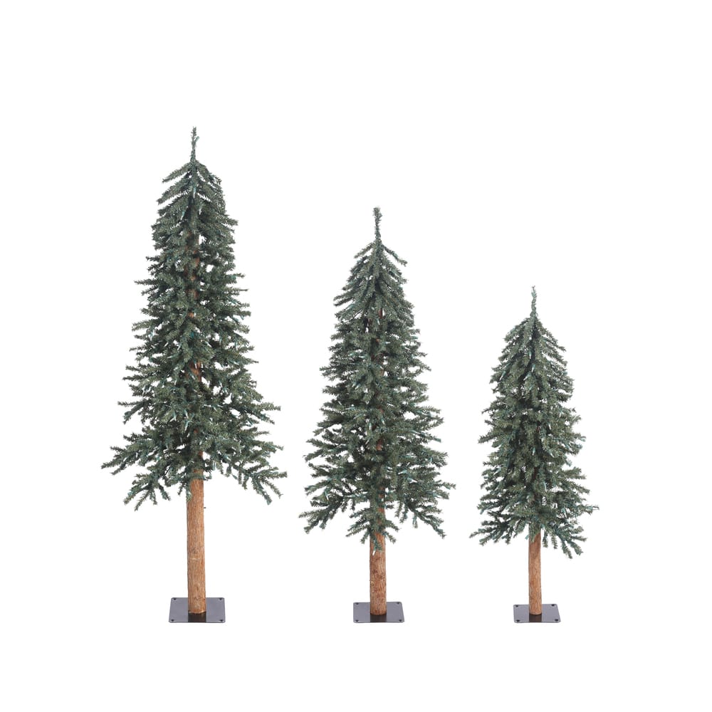 4ft., 5ft. &#x26; 6ft. Unlit Natural Bark Alpine Artificial Christmas Tree Set