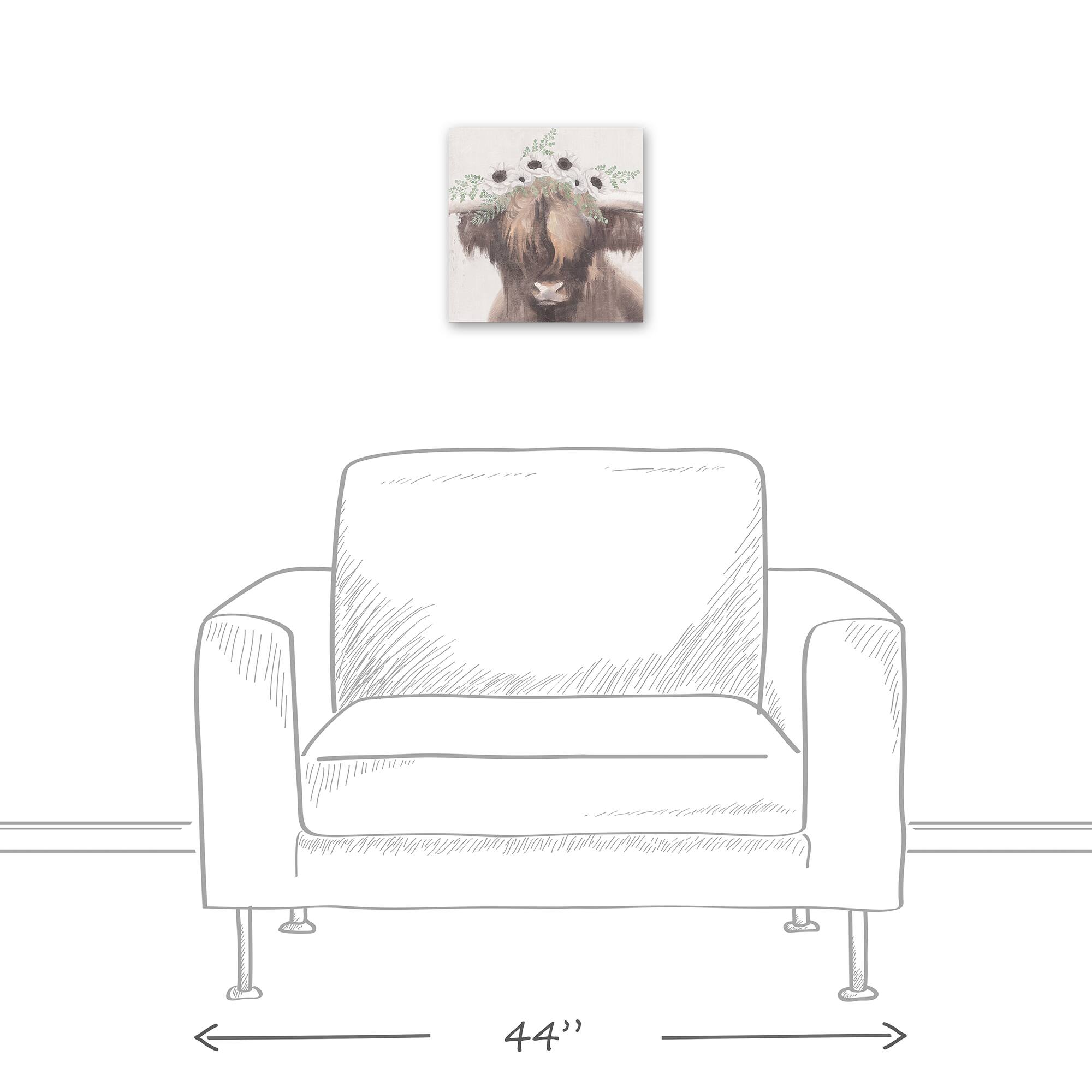 Flower Crown Highland Canvas Wall Art