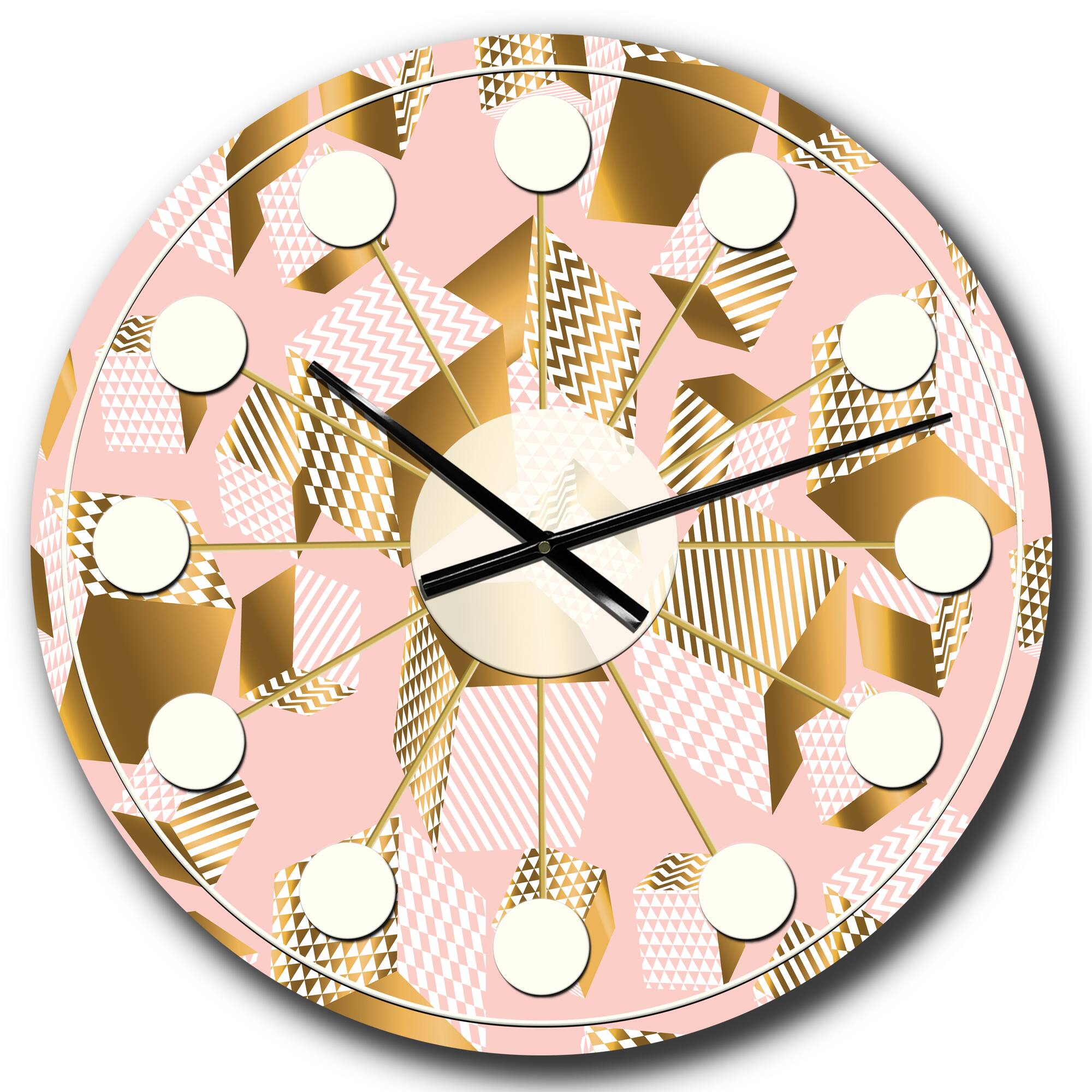 Designart 'Gold And Rose Cubes Ii Mid-Century Modern Wall Clock