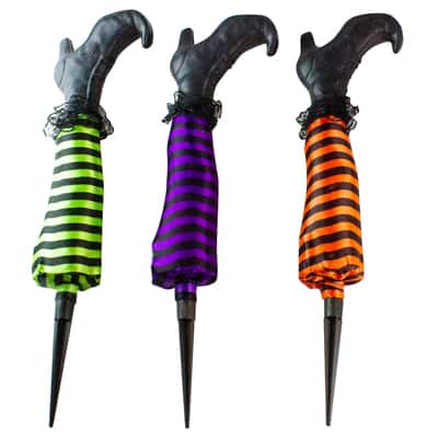 Striped Witch Leg Halloween Pathway Markers Set, 3ct. | Michaels