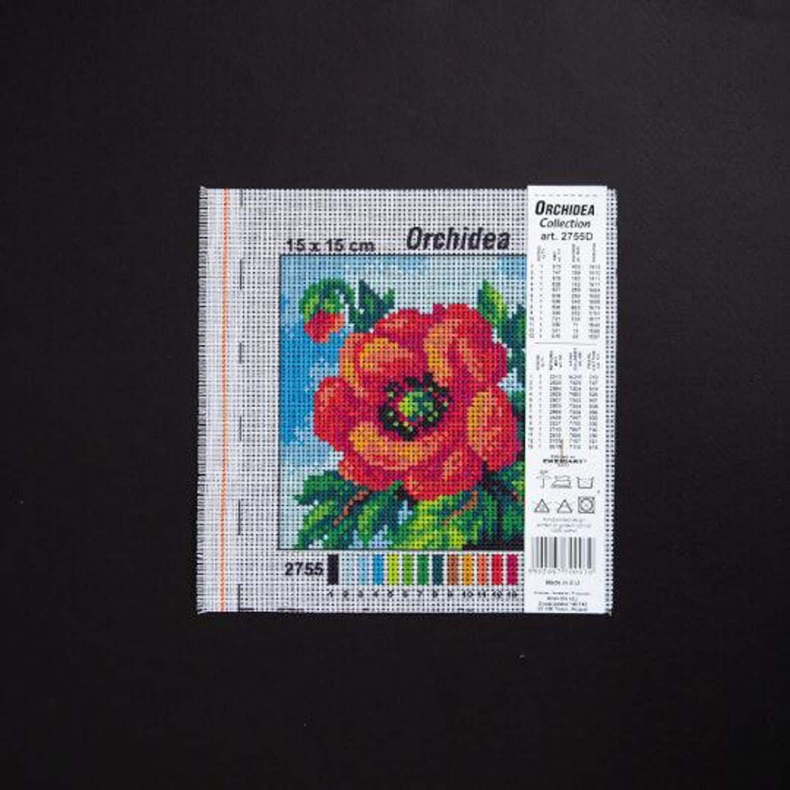 Orchidea Needlepoint Canvas For Halfstitch Without Yarn Poppy - Printed Tapestry Canvas