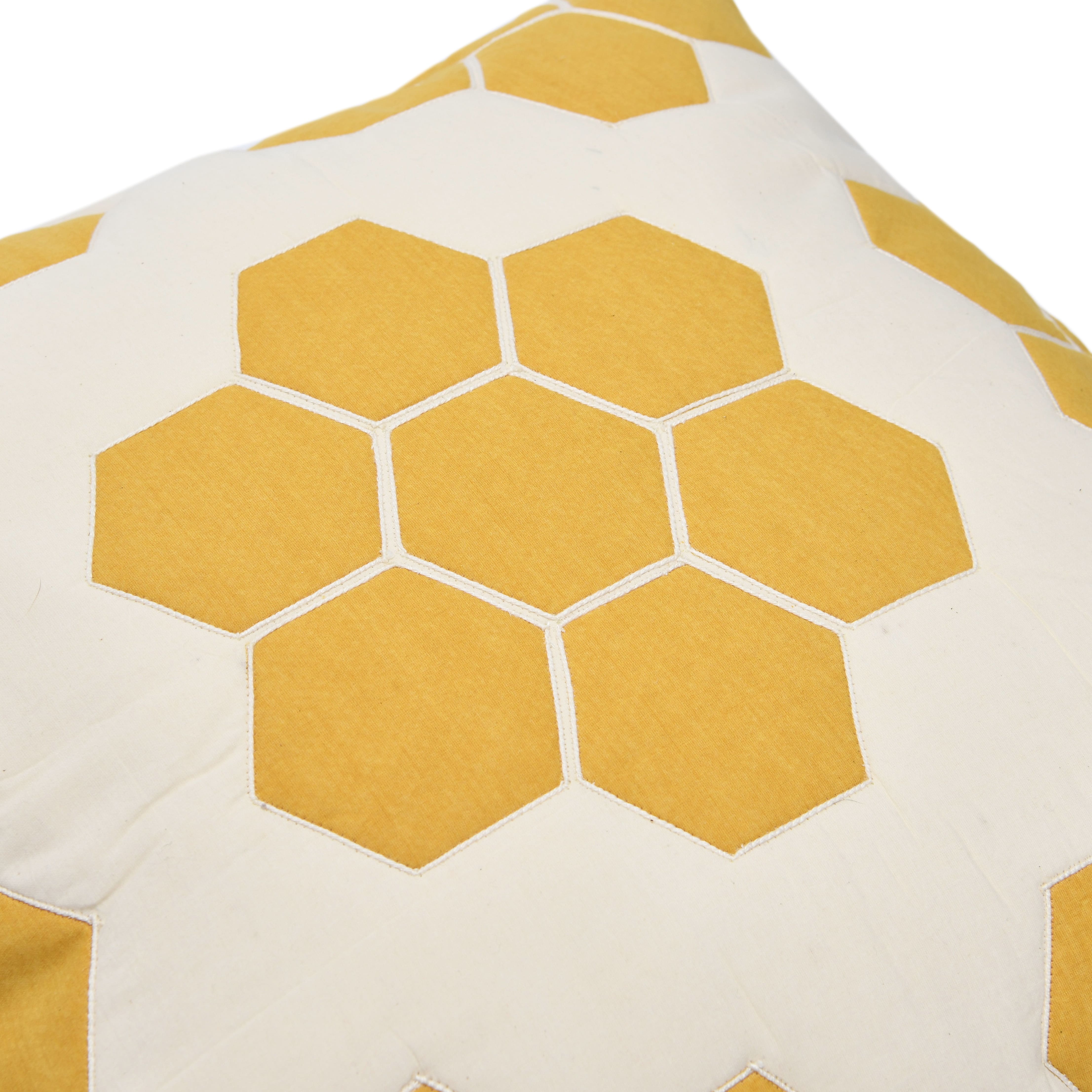 Hello Honey&#xAE; Yellow &#x26; White Quilted Honeycomb Cotton Pillow