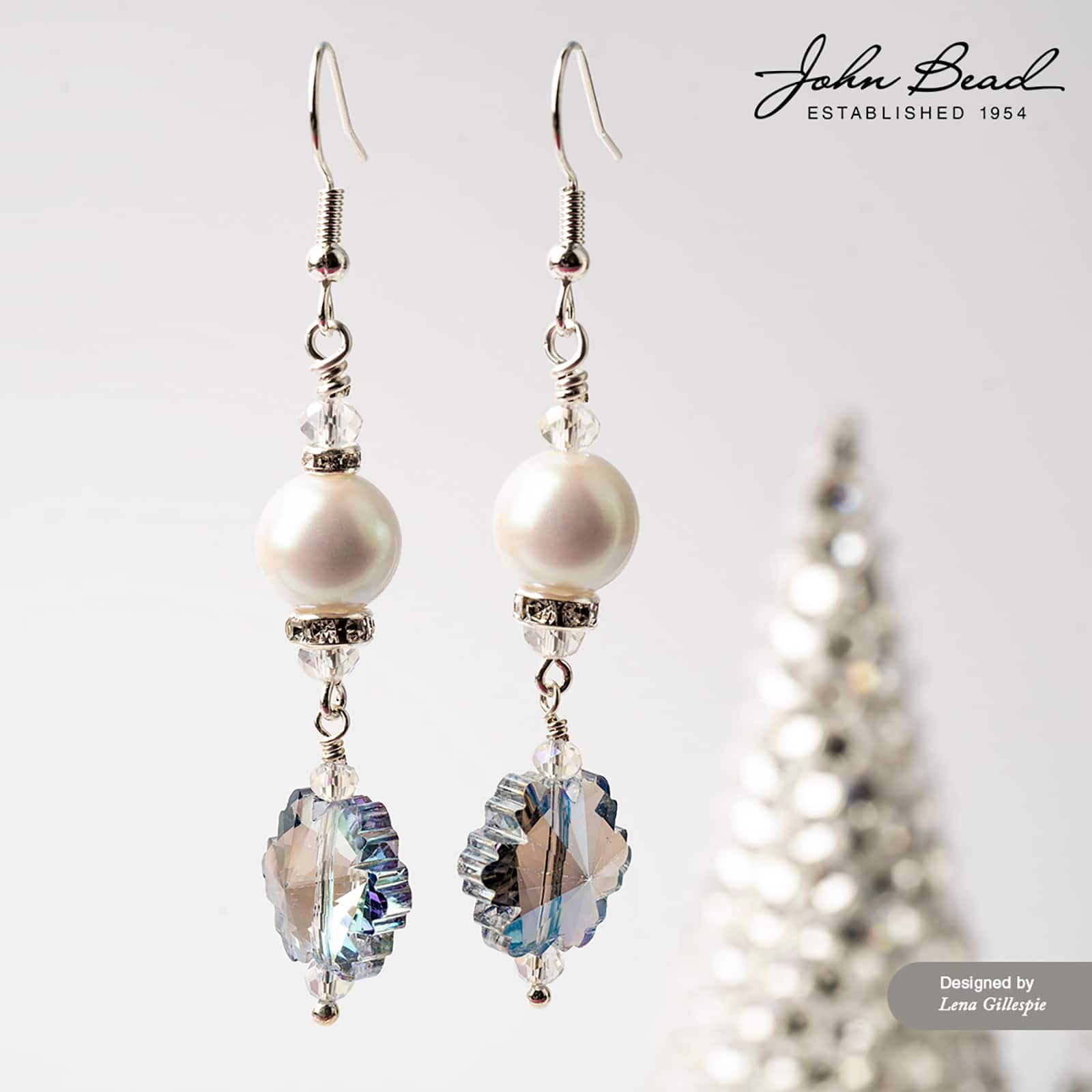 Crystal Lane DIY 7" Silver & Blue Snowflake Designer Holiday Christmas Glass Bead Strand
