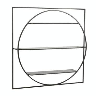 Black Metal Contemporary Wall Shelf, 32