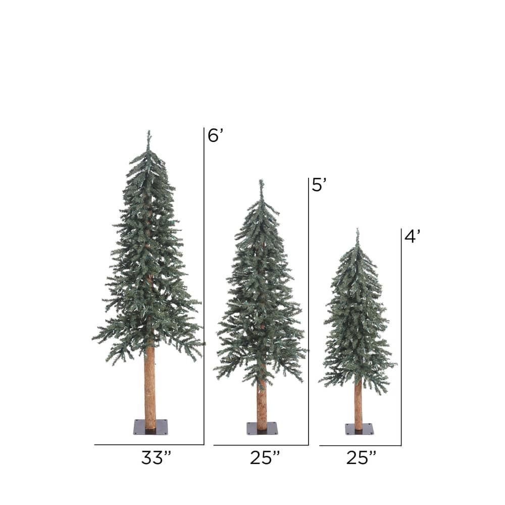 4ft., 5ft. &#x26; 6ft. Unlit Natural Bark Alpine Artificial Christmas Tree Set