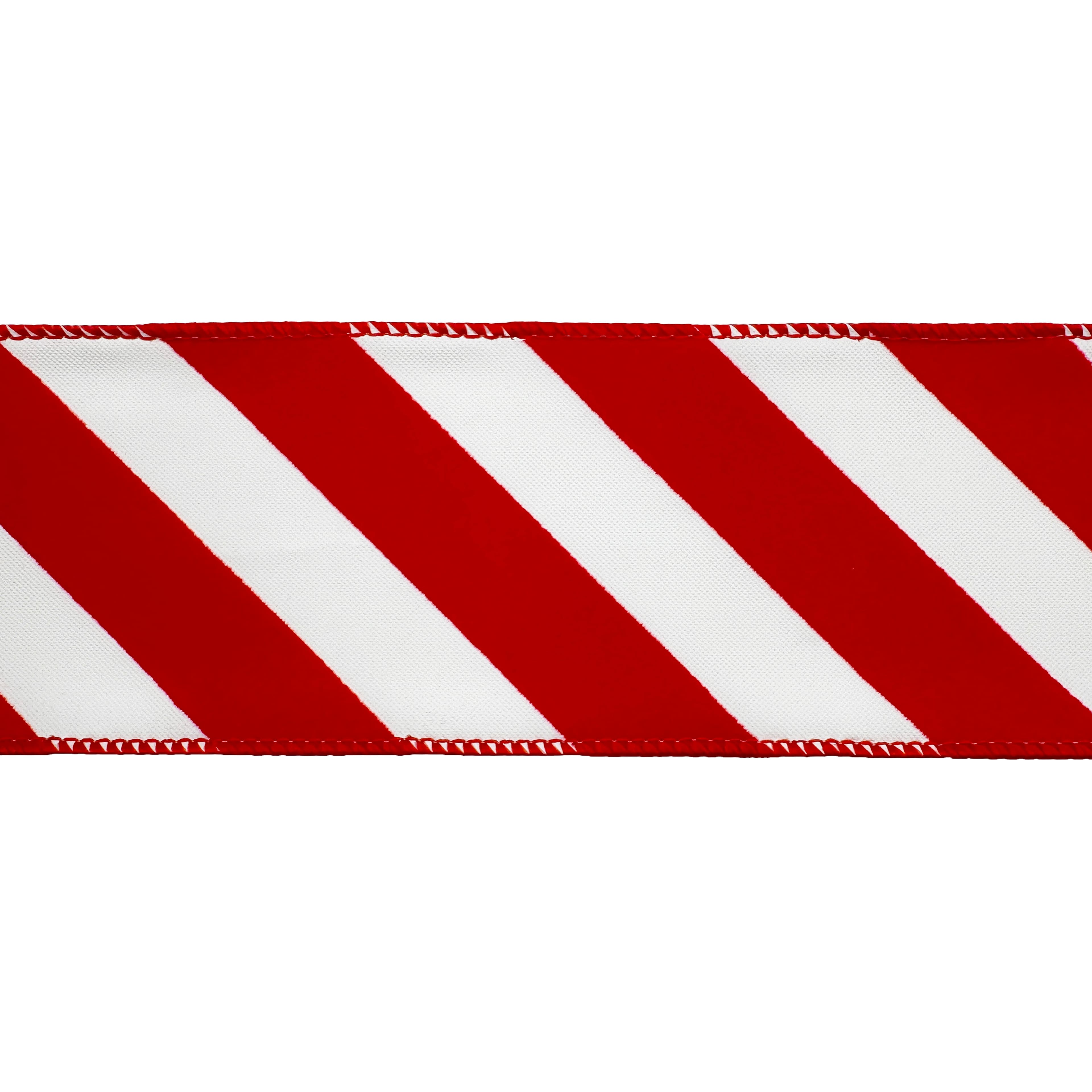 2.5&#x22; x 80ft. Red &#x26; White Diagonal Stripes Wired Jumbo Ribbon by Celebrate It&#xAE;