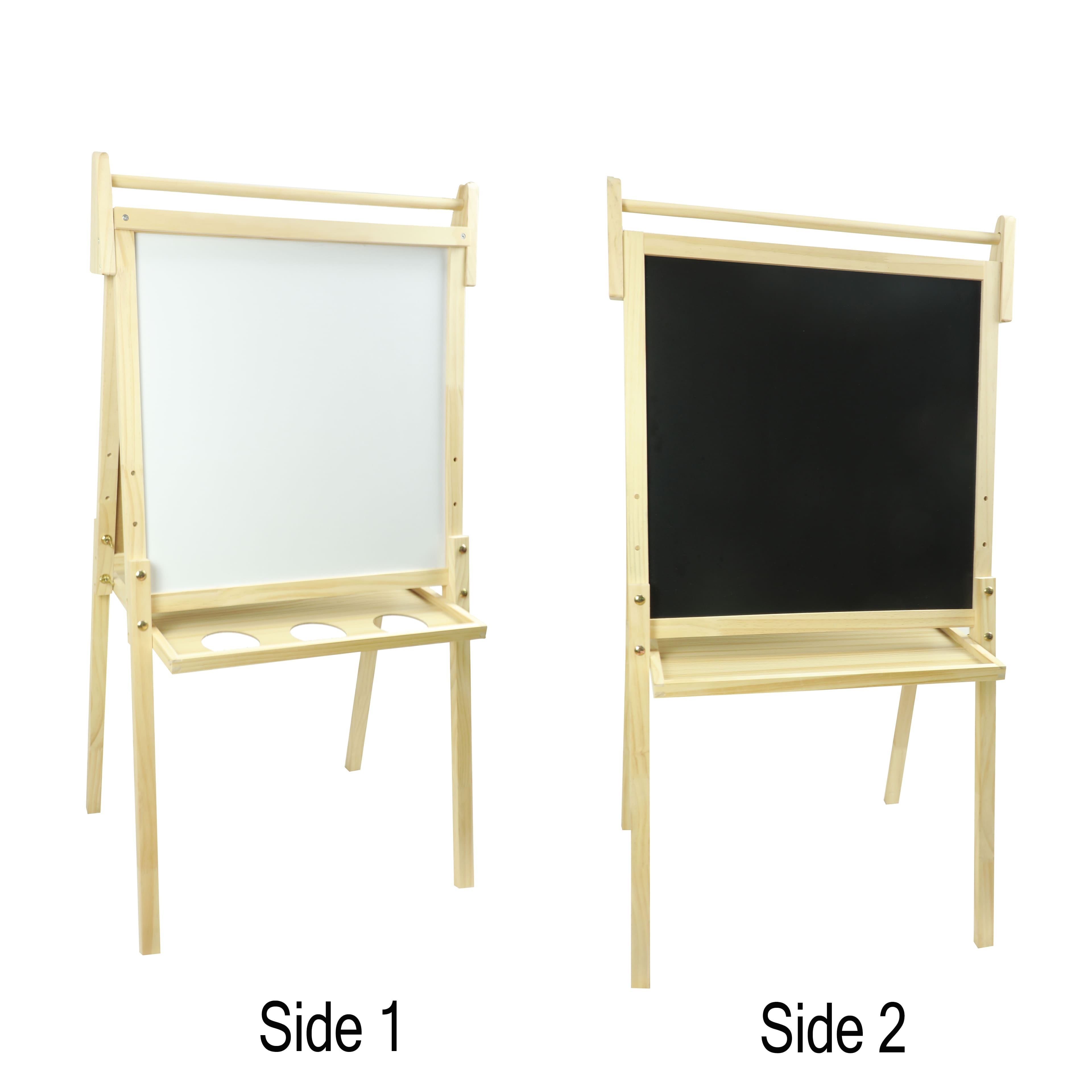 White Wood Chalkboard Easel with Display Shelves – MyGift