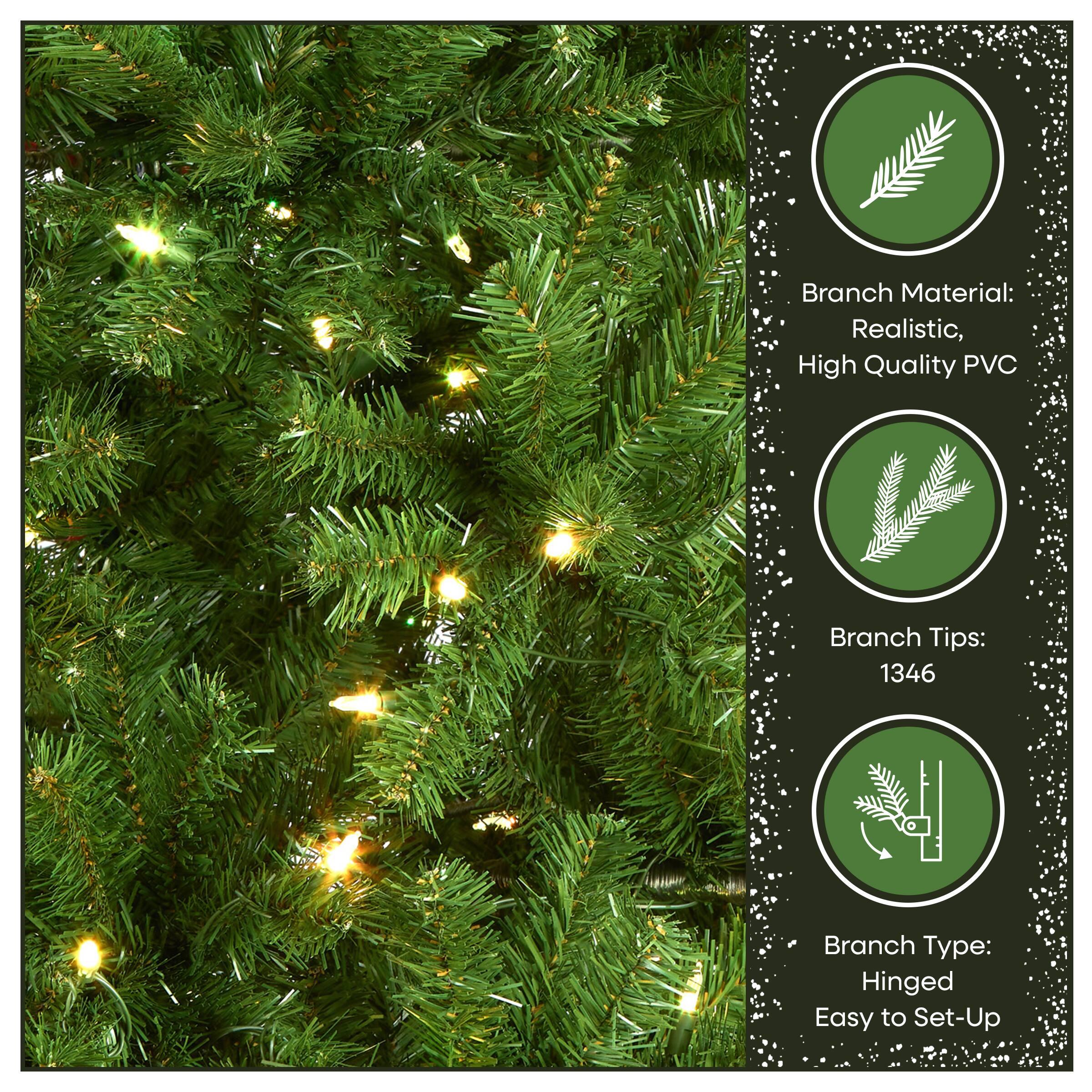 7.5ft. Pre-Lit PowerConnect™ North Valley Spruce Artificial Christmas Tree, Light Parade® LED Lights