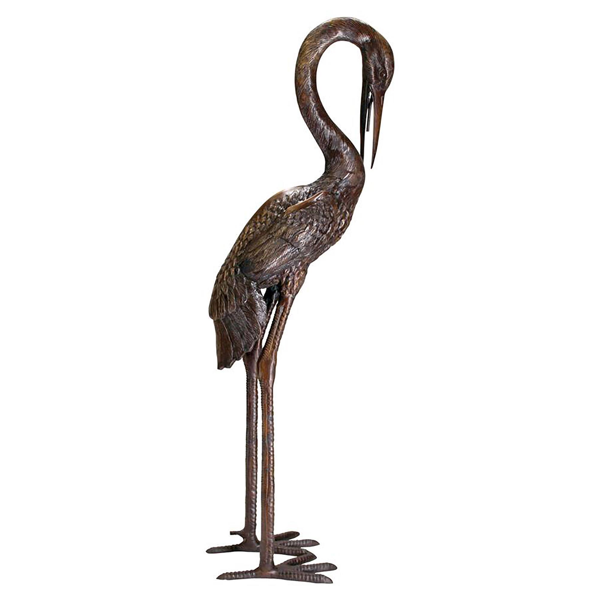 Design Toscano 43&#x22; Heron Head Low Cast Bronze Garden Statue