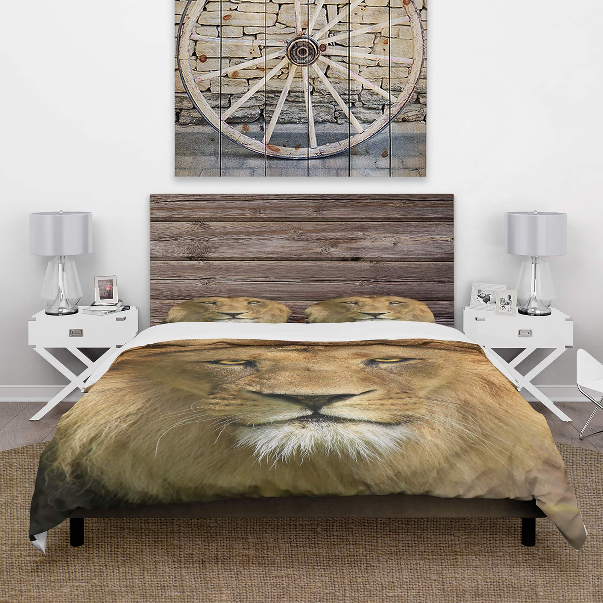 Designart &#x27;Lion with Calm Face&#x27; Animal Bedding Set - Duvet Cover &#x26; Shams