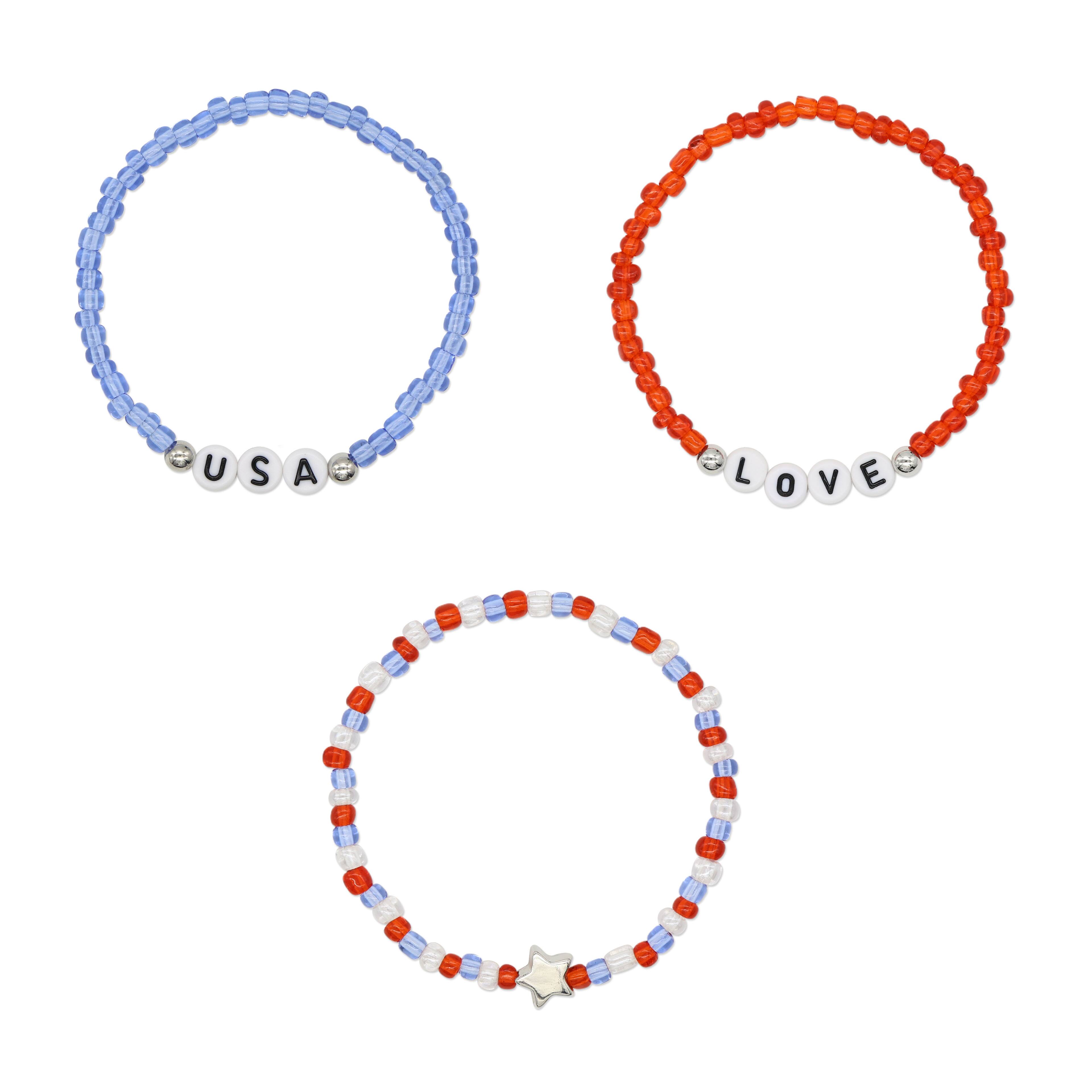 Red, White & Blue Words Bracelet Set by Celebrate It™
