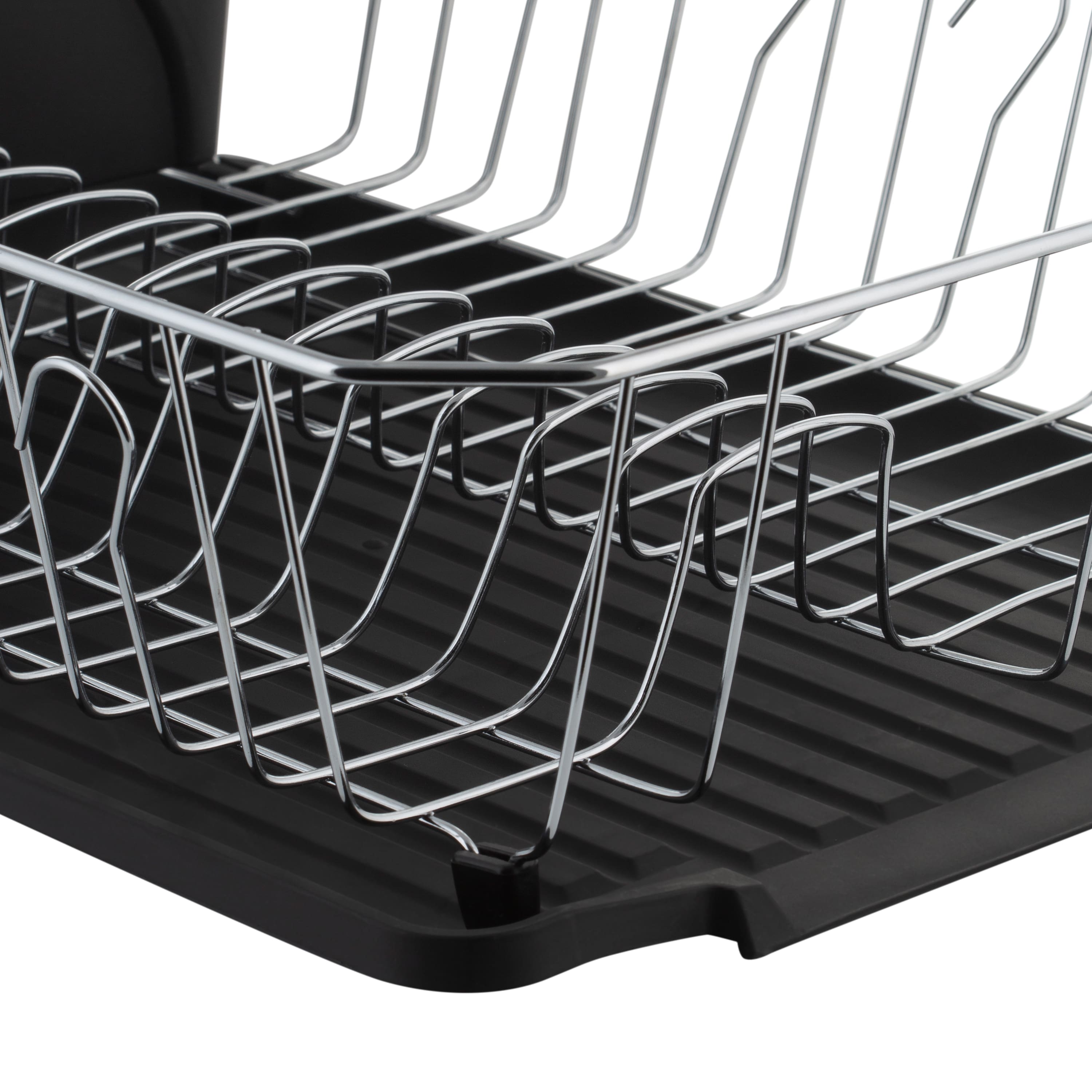 Kitchen Details Black 3-Piece Chrome Dish Rack Set