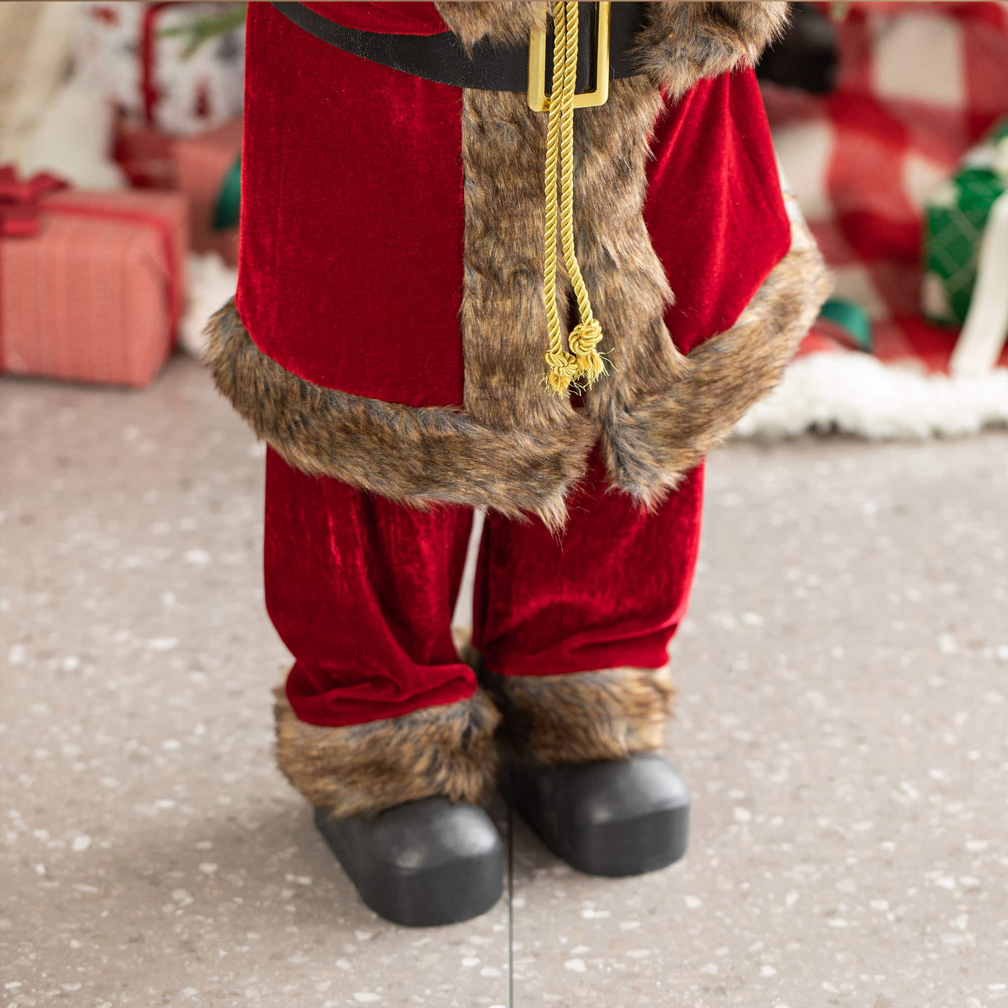 Glitzhome&#xAE; 35.5&#x22; Faux Fur Traditional Christmas Santa Figurine