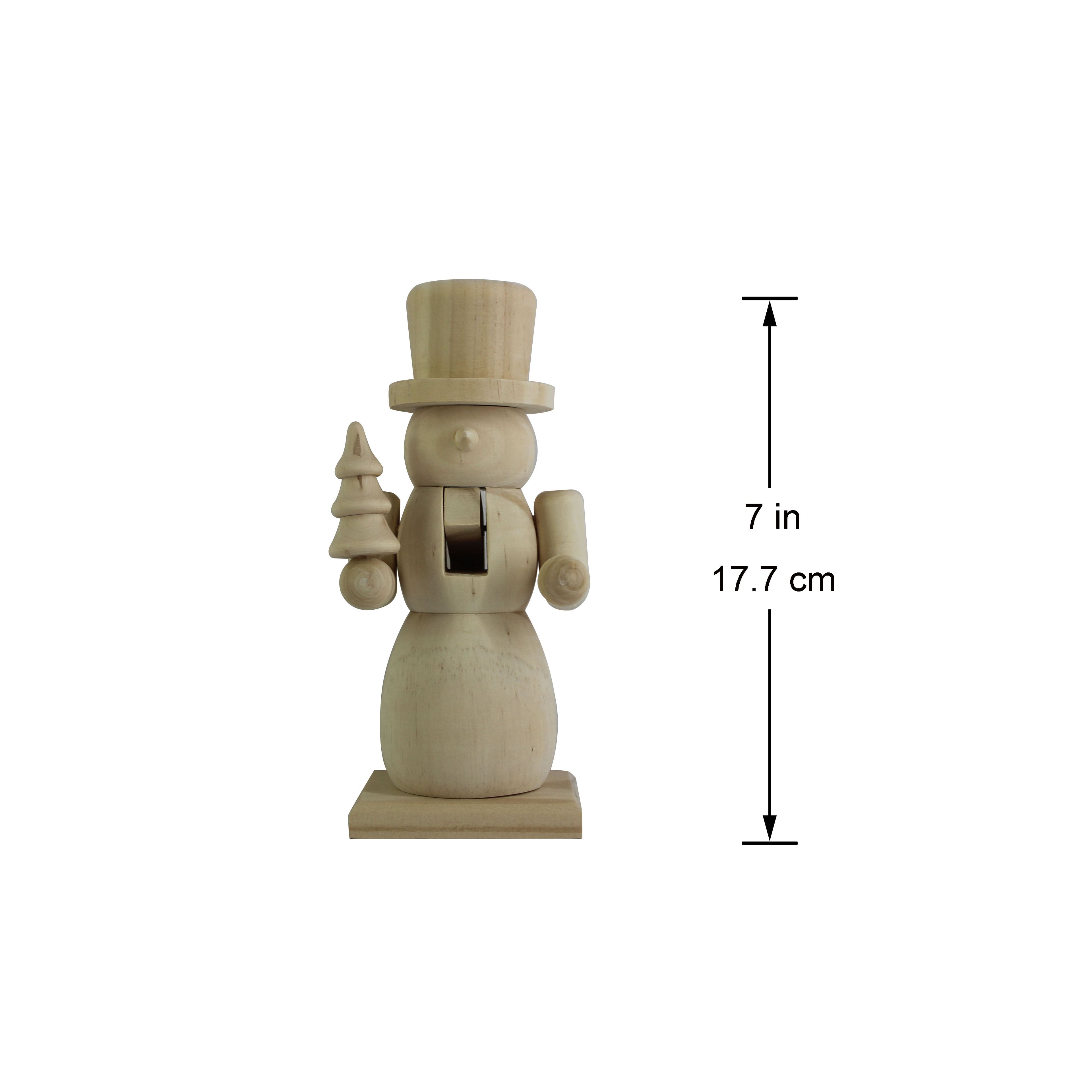 7&#x22; Snowman with Tree DIY Pinewood Nutcracker by Make Market&#xAE;