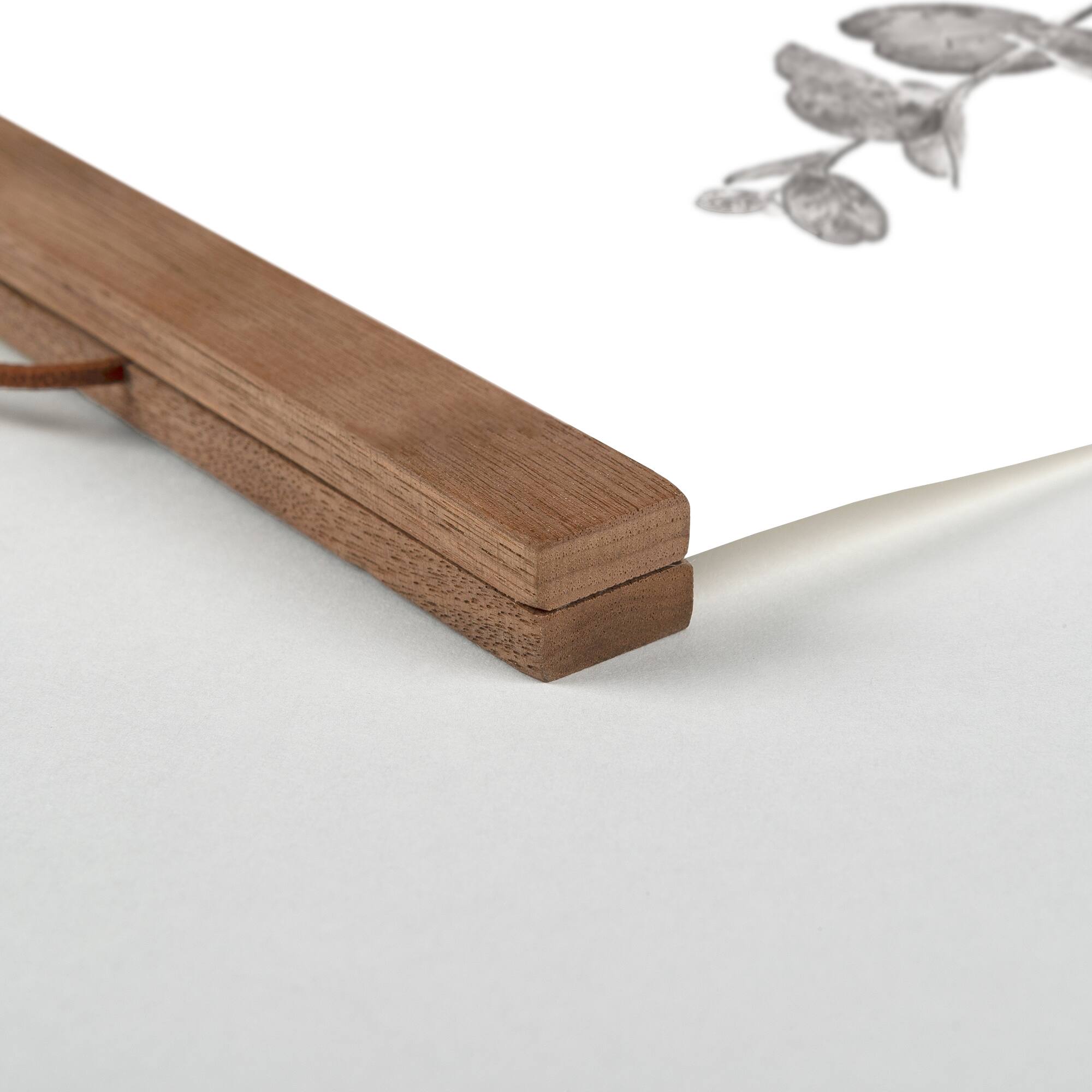 Gray & White Eucalyptus II Teak Hanging Canvas